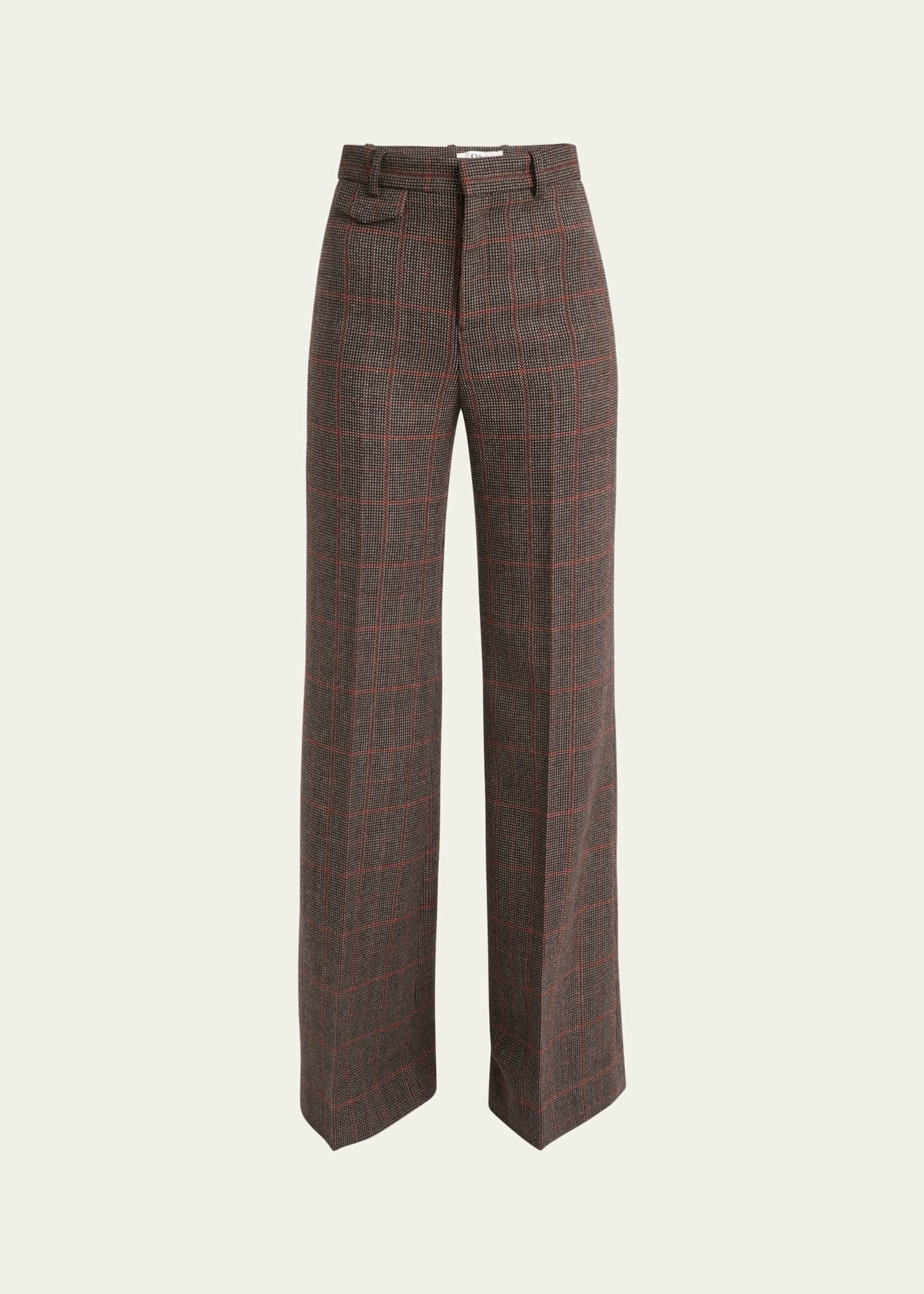Chloe Plaid Wide-Leg Pants Image 1 of 5
