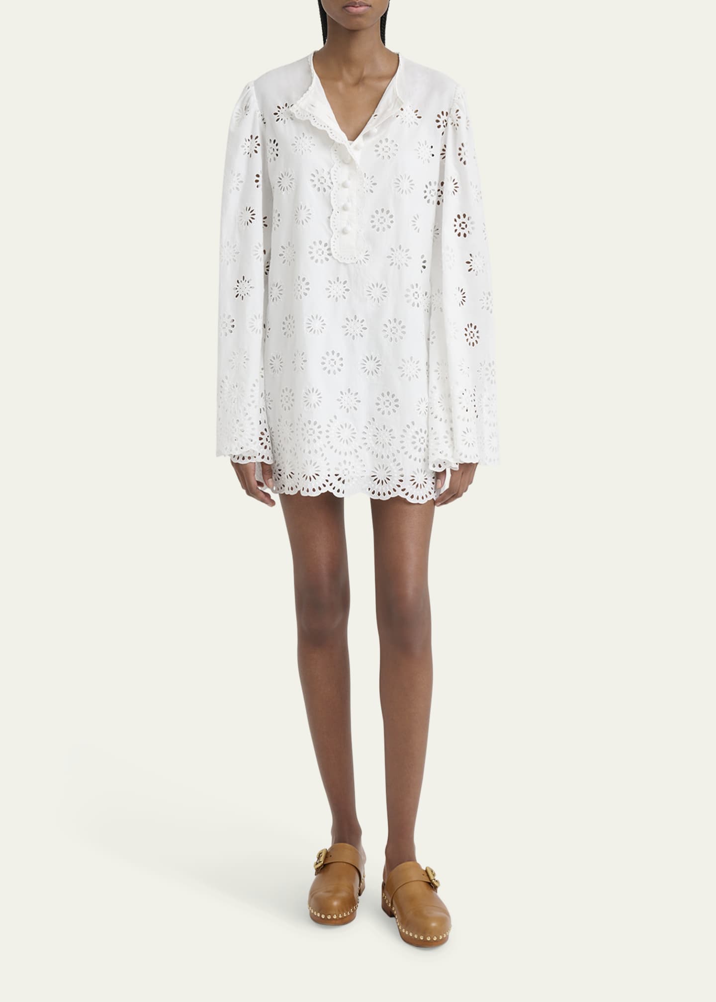 Chloe Scalloped Eyelet-Embroidered Mini Shift Dress Image 2 of 5