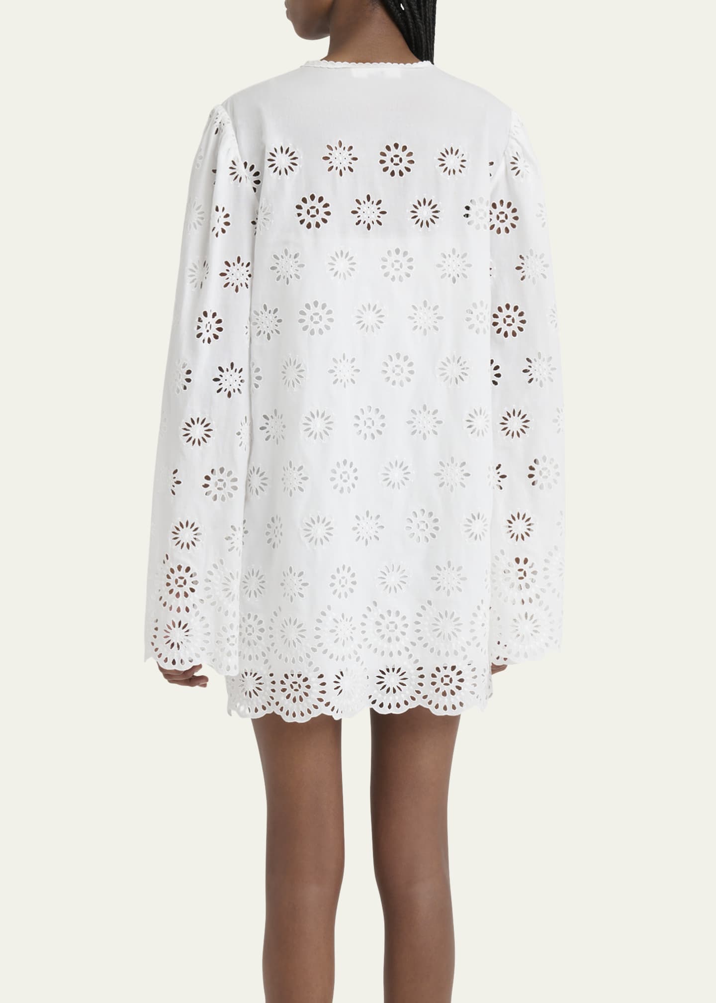 Chloe Scalloped Eyelet-Embroidered Mini Shift Dress Image 3 of 5