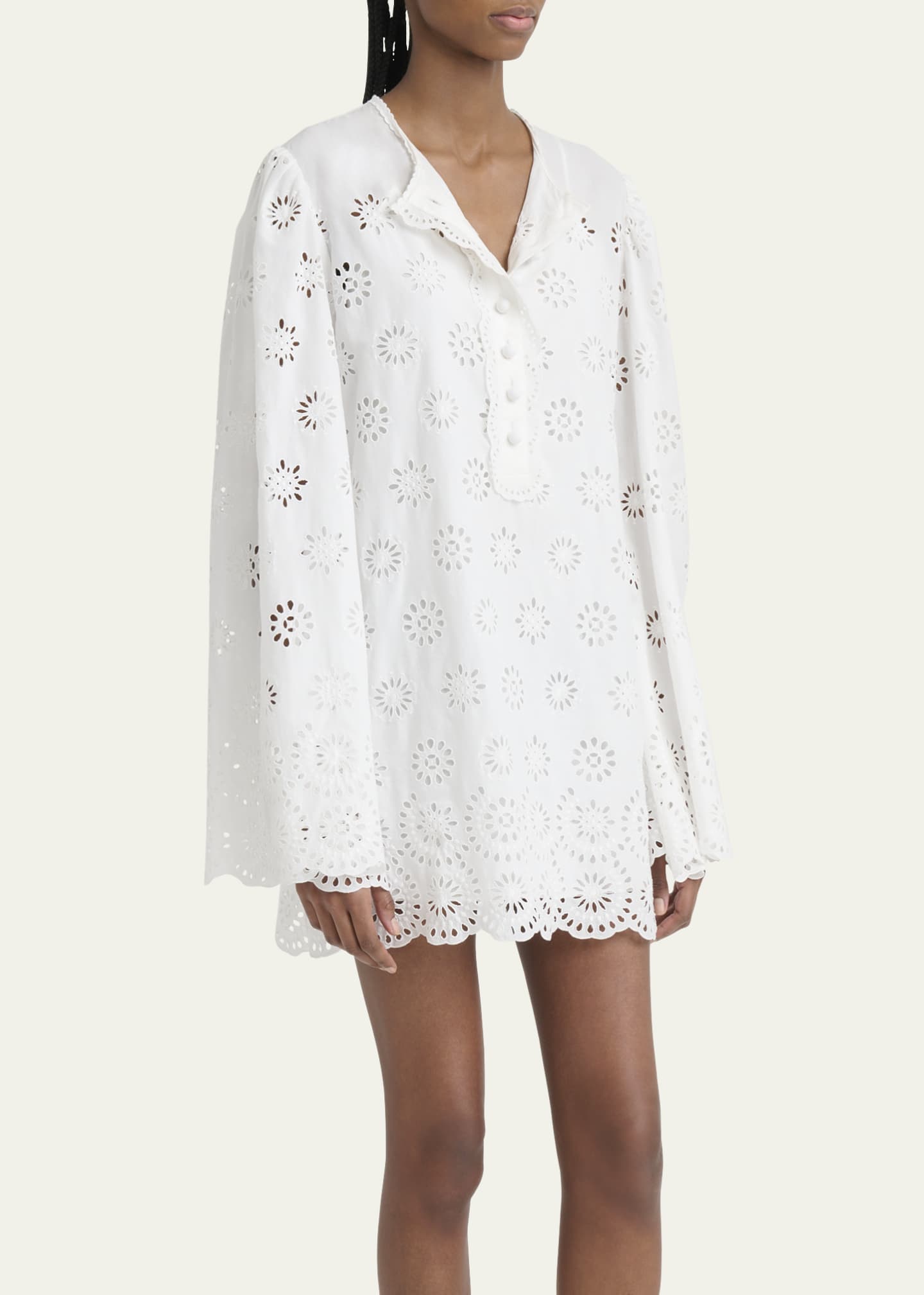 Chloe Scalloped Eyelet-Embroidered Mini Shift Dress Image 4 of 5