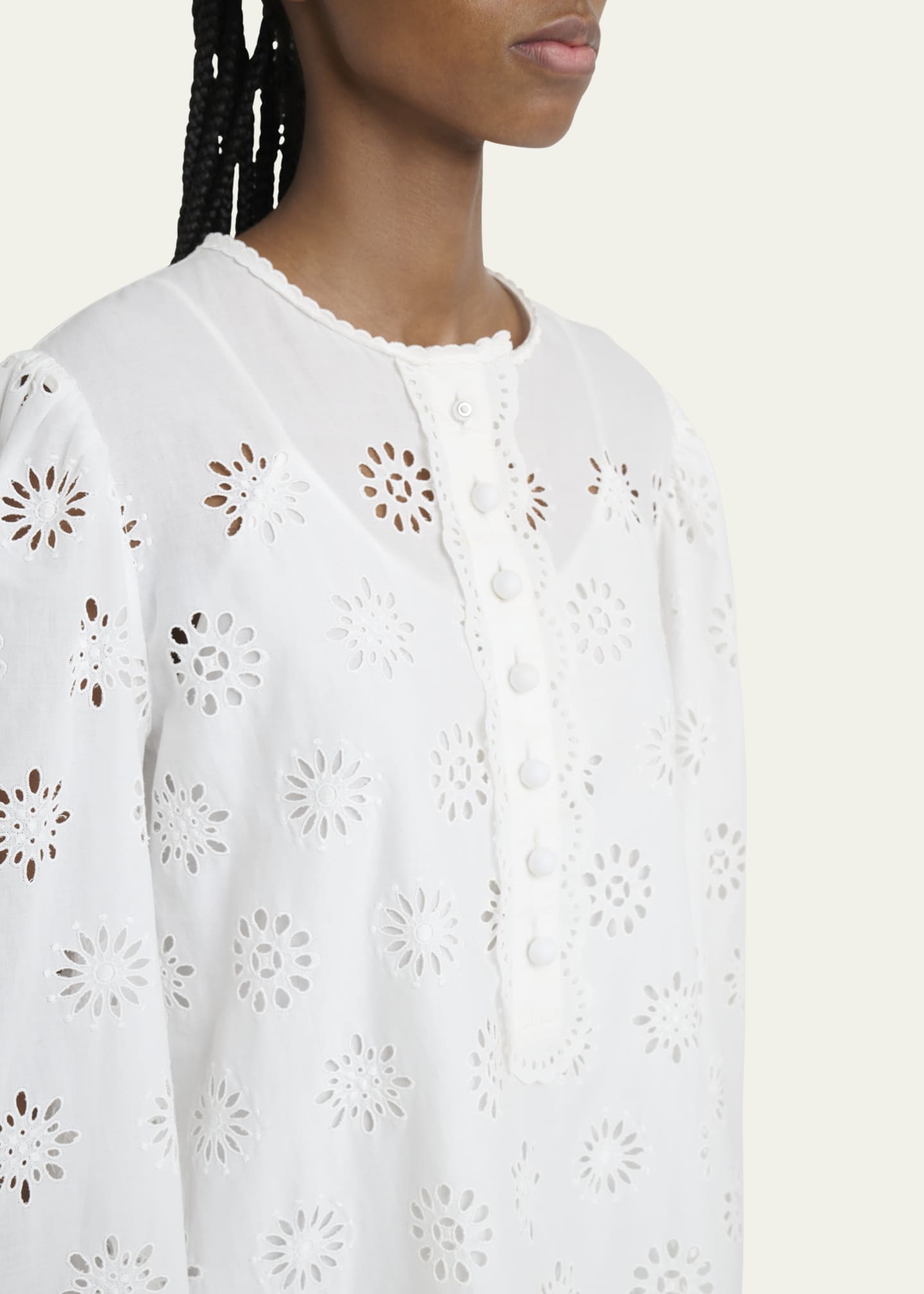 Chloe Scalloped Eyelet-Embroidered Mini Shift Dress Image 5 of 5