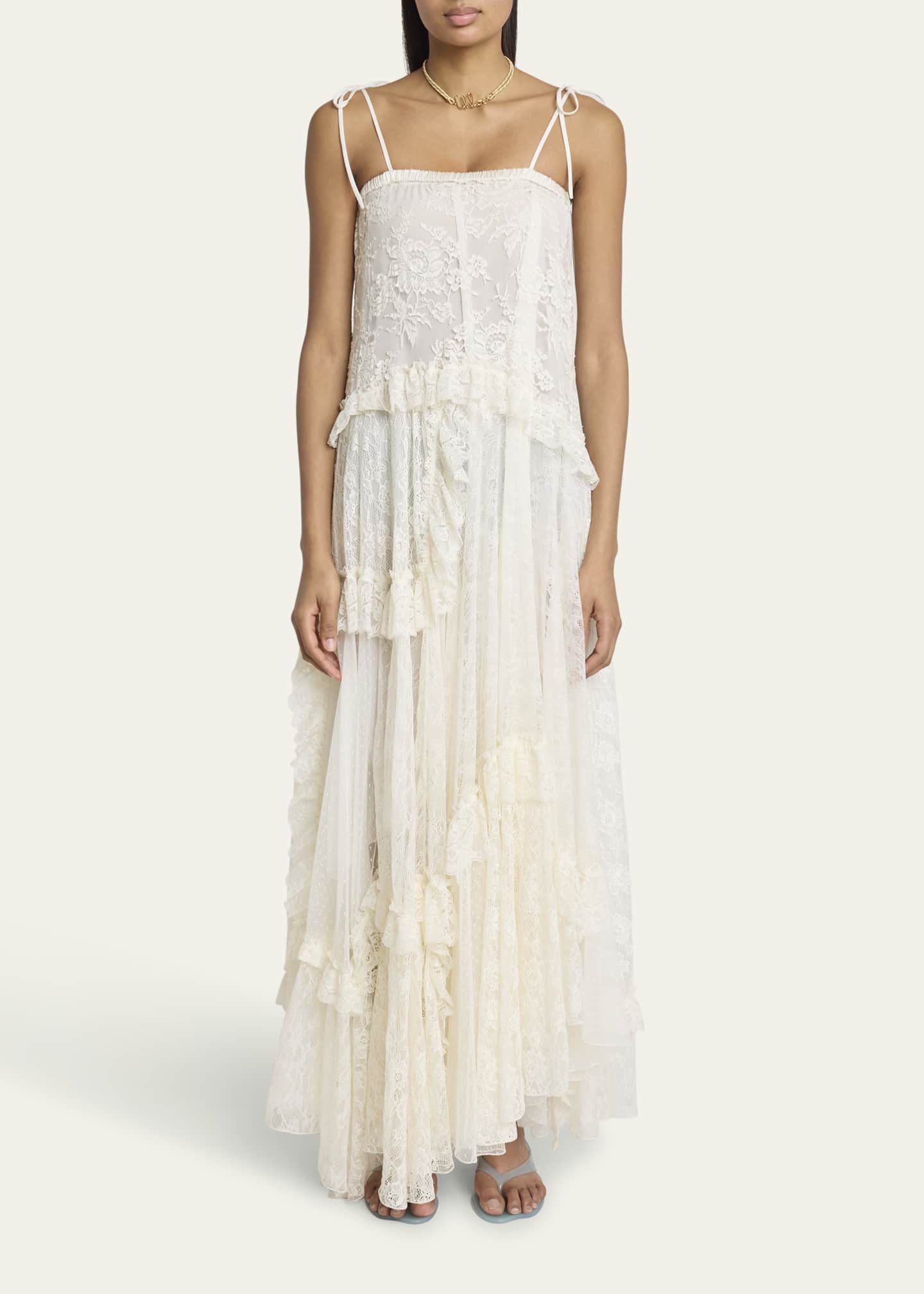 Chloe Ruffle-Trim Floral Lace Maxi Dress Image 2 of 5