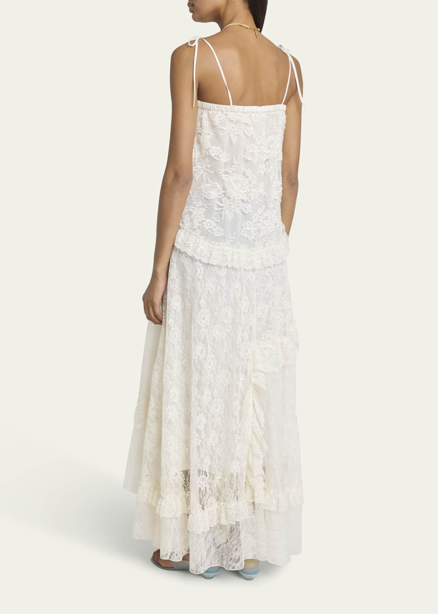 Chloe Ruffle-Trim Floral Lace Maxi Dress Image 3 of 5