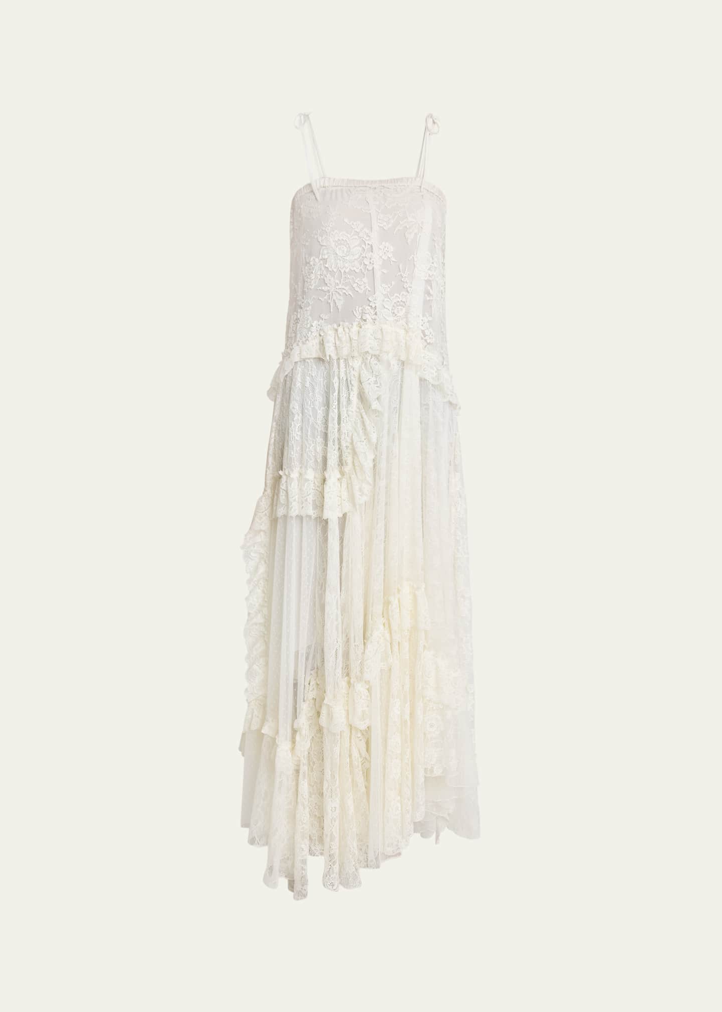 Chloe Ruffle-Trim Floral Lace Maxi Dress Image 1 of 5
