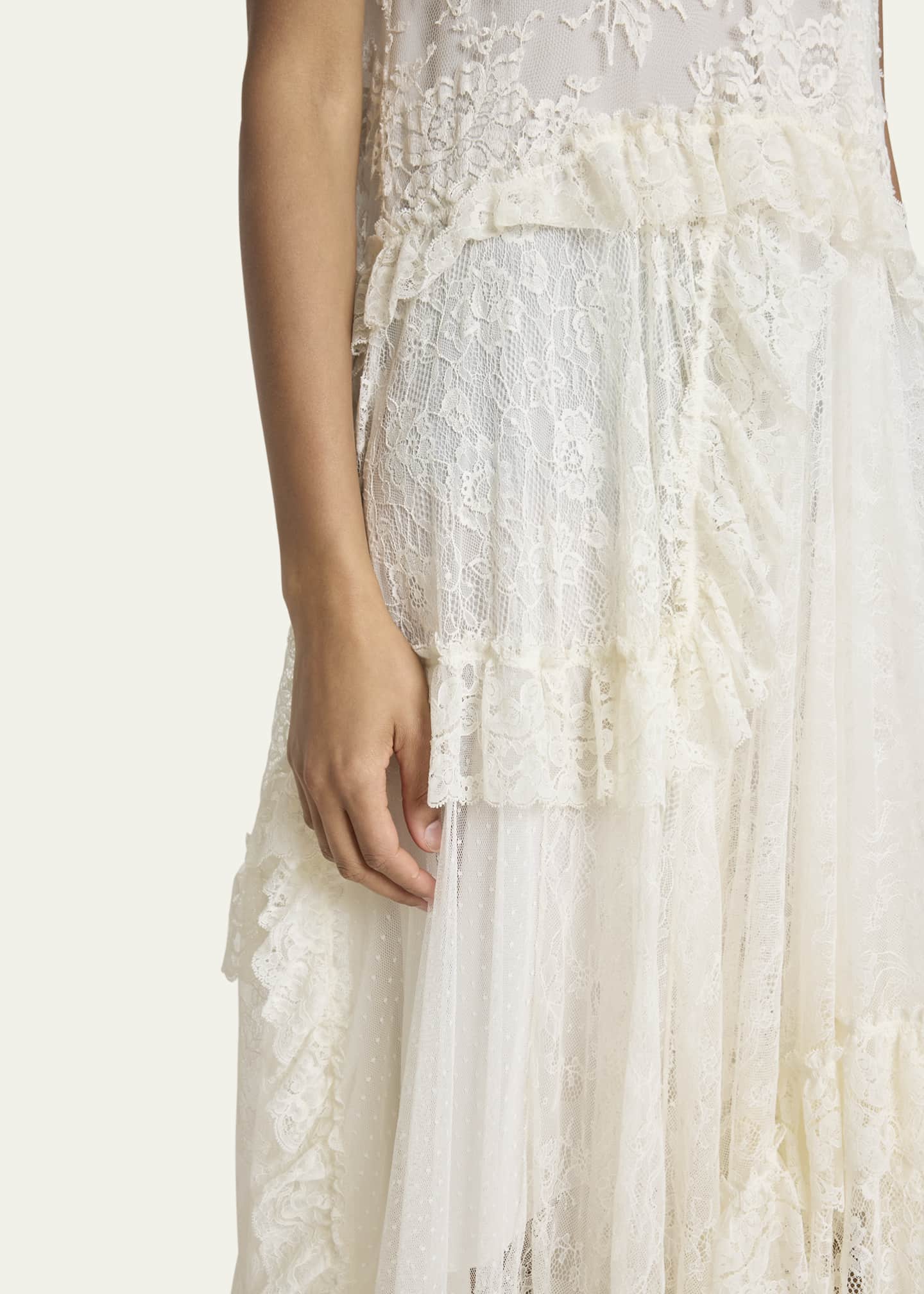 Chloe Ruffle-Trim Floral Lace Maxi Dress Image 5 of 5