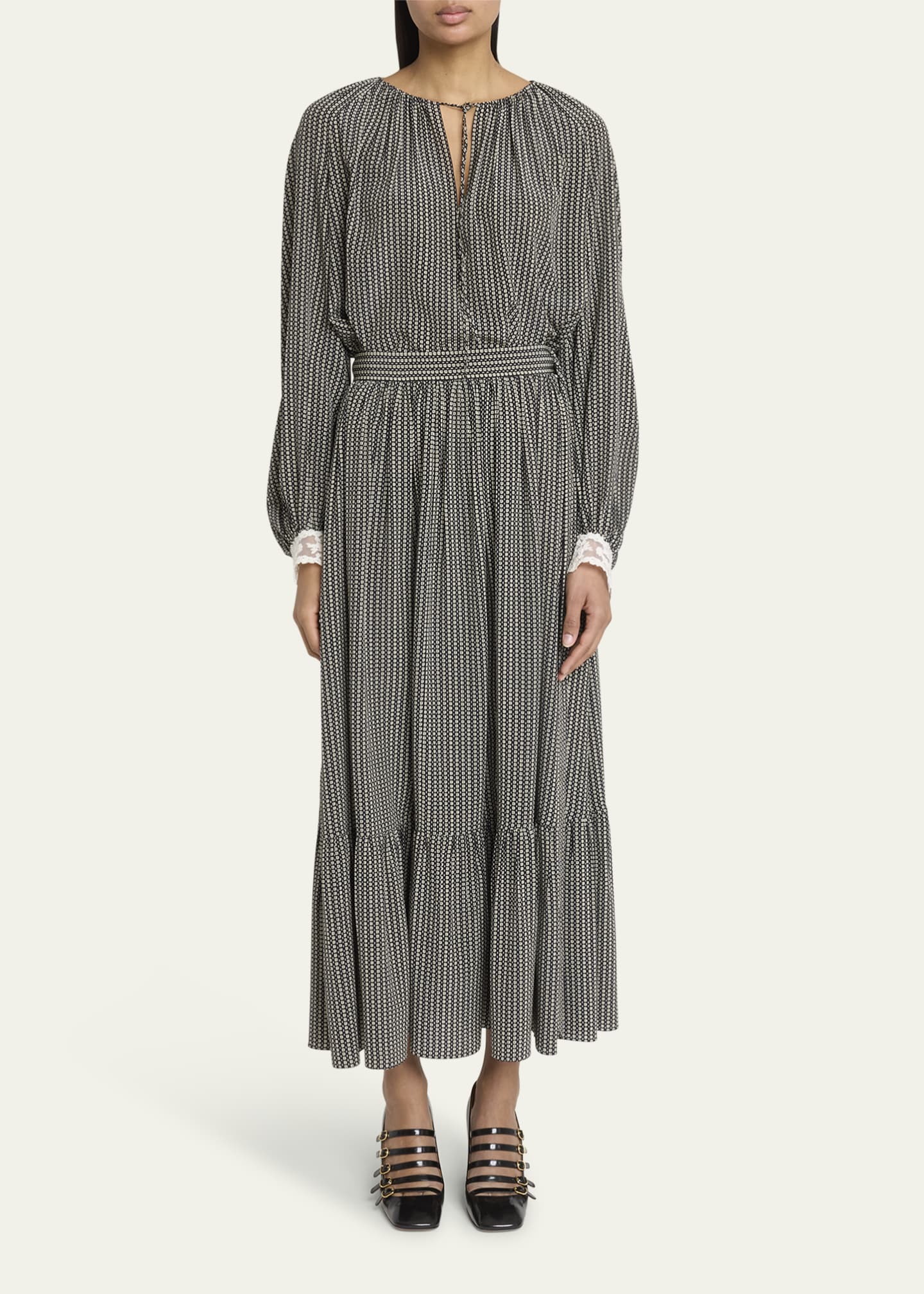 Chloe Micro Check Silk Maxi Skirt Image 2 of 5