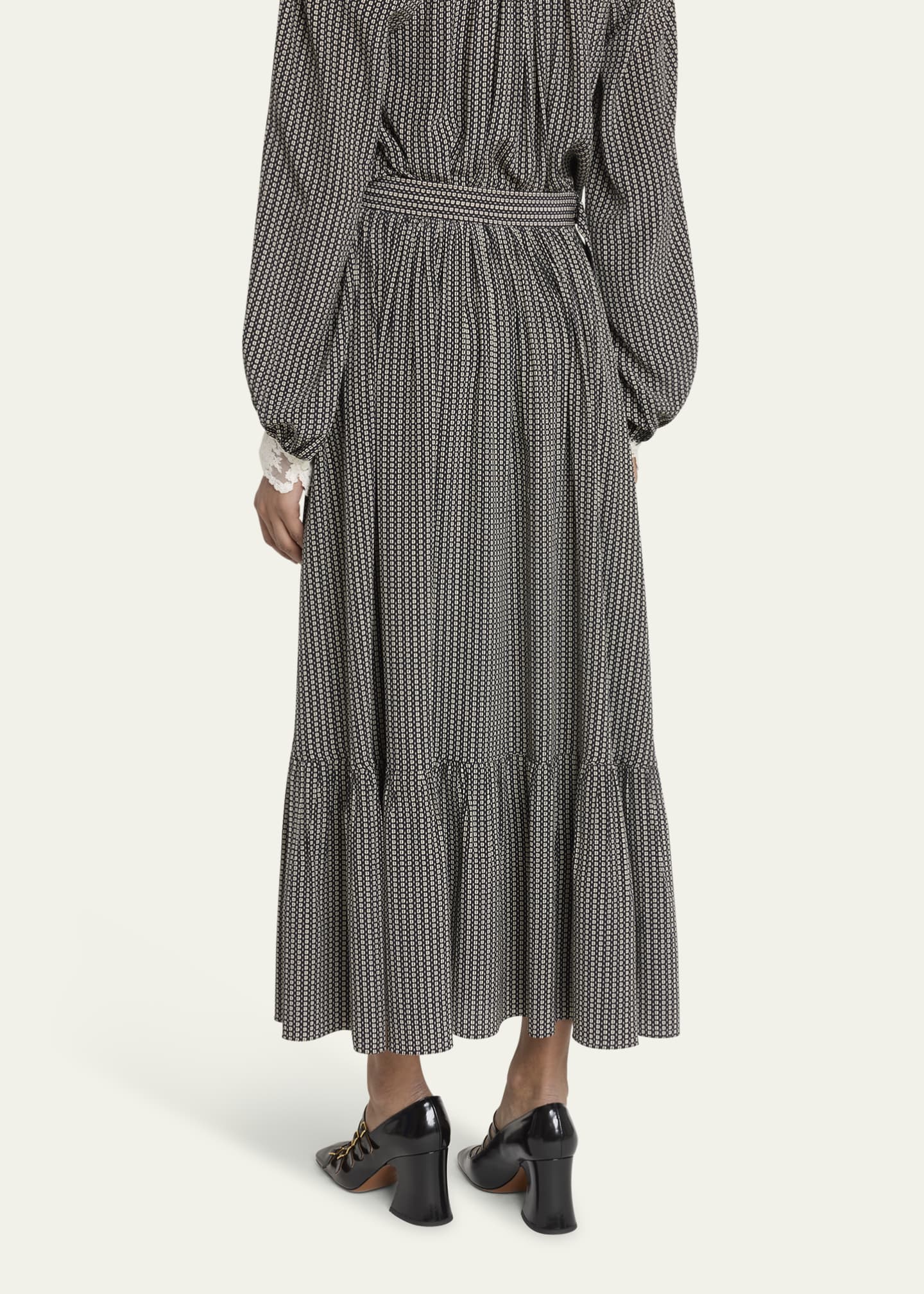 Chloe Micro Check Silk Maxi Skirt Image 3 of 5