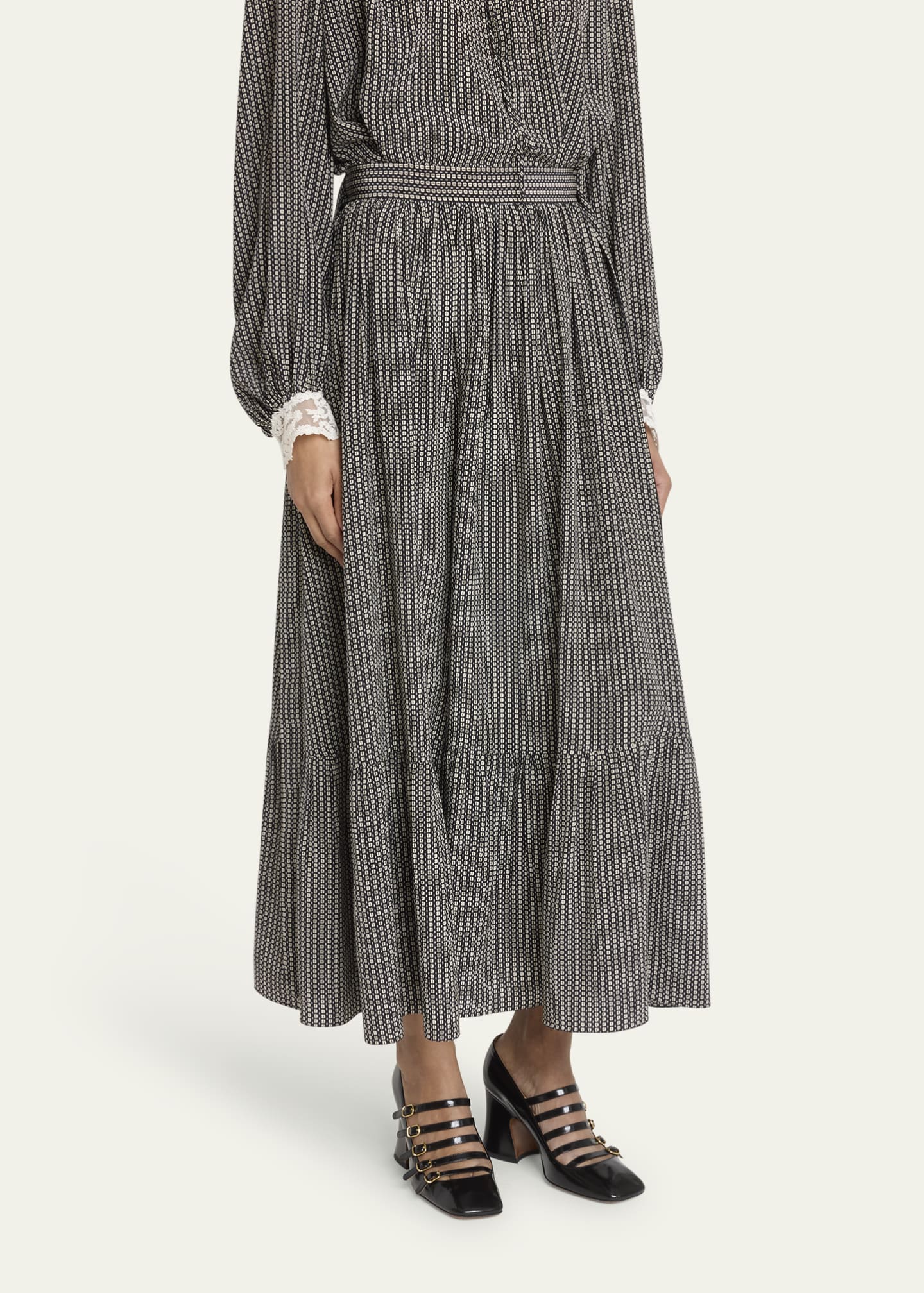Chloe Micro Check Silk Maxi Skirt Image 4 of 5