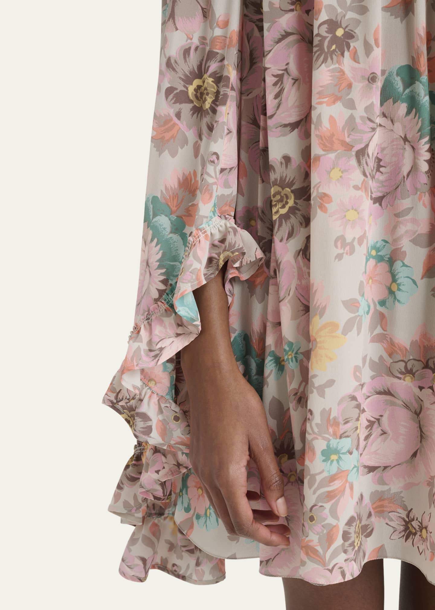 Chloe Ruffle-Trim Silk Mini Shift Dress Image 5 of 5