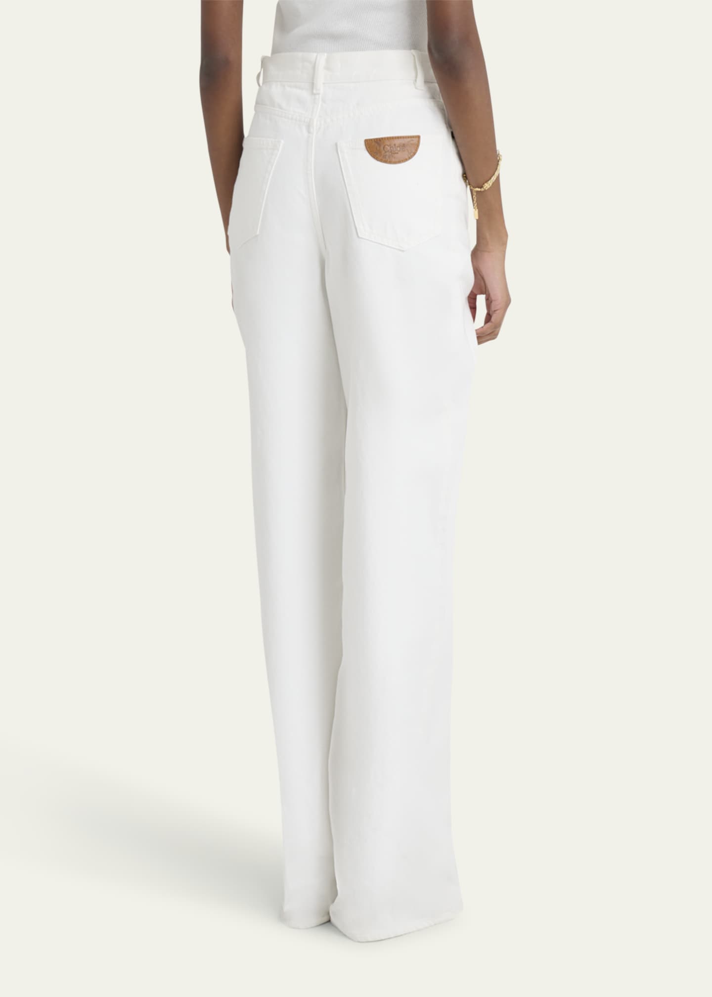 Chloe High-Rise White Denim Wide-Leg Palazzo Pants