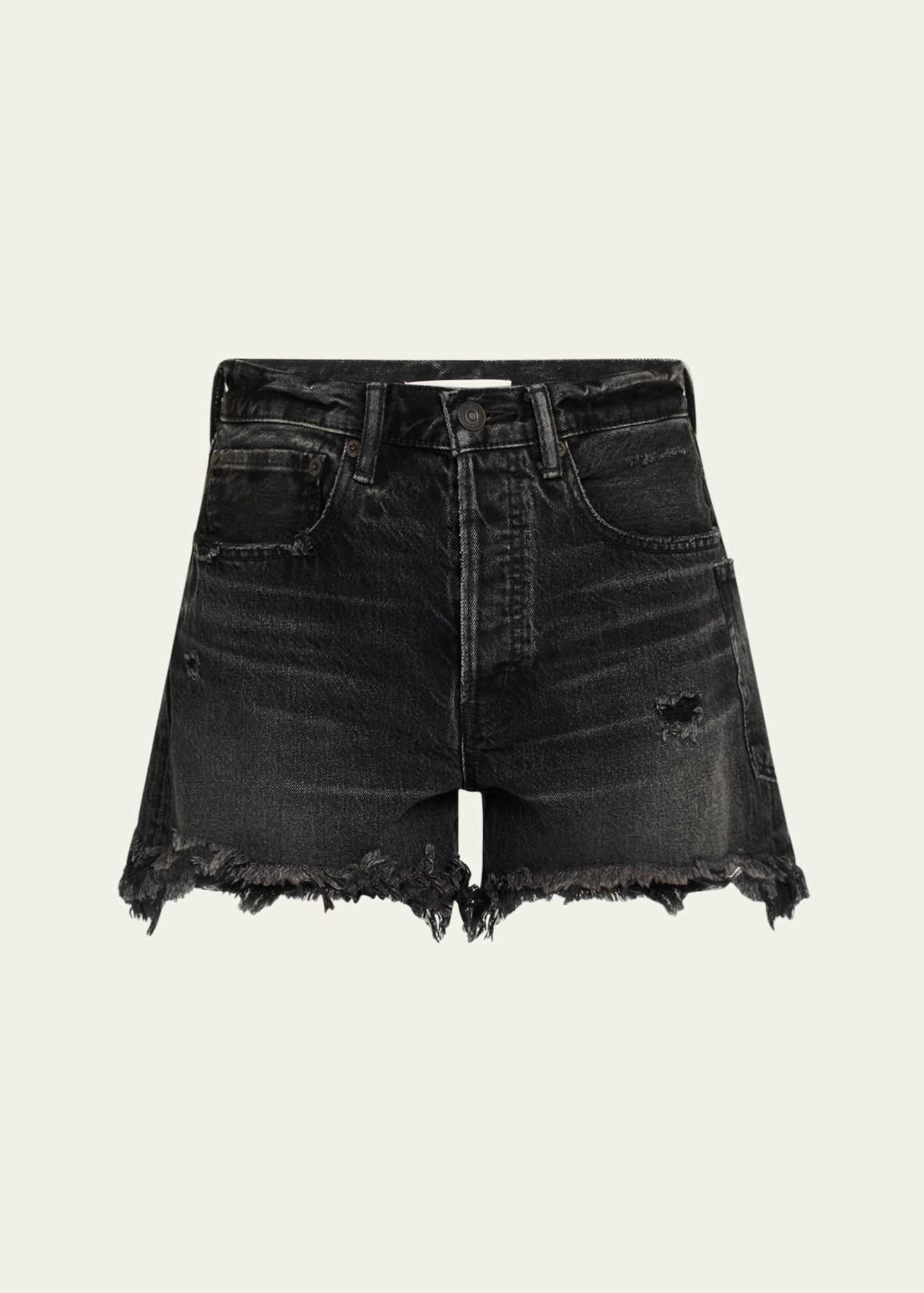 MOUSSY VINTAGE Harrington Distressed Denim Shorts Image 1 of 5