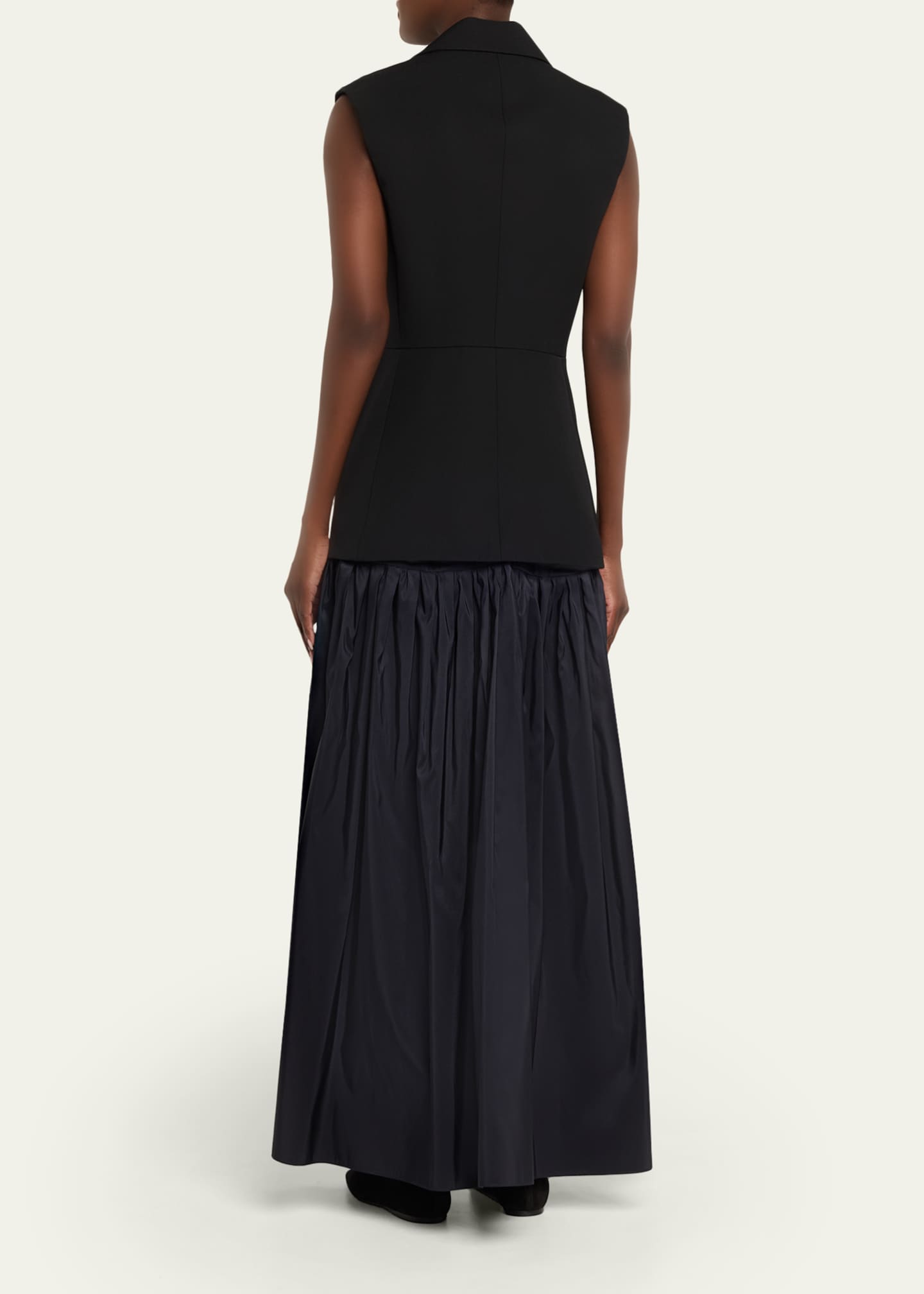 Sleeveless Waistcoat Silk Faille Maxi Dress