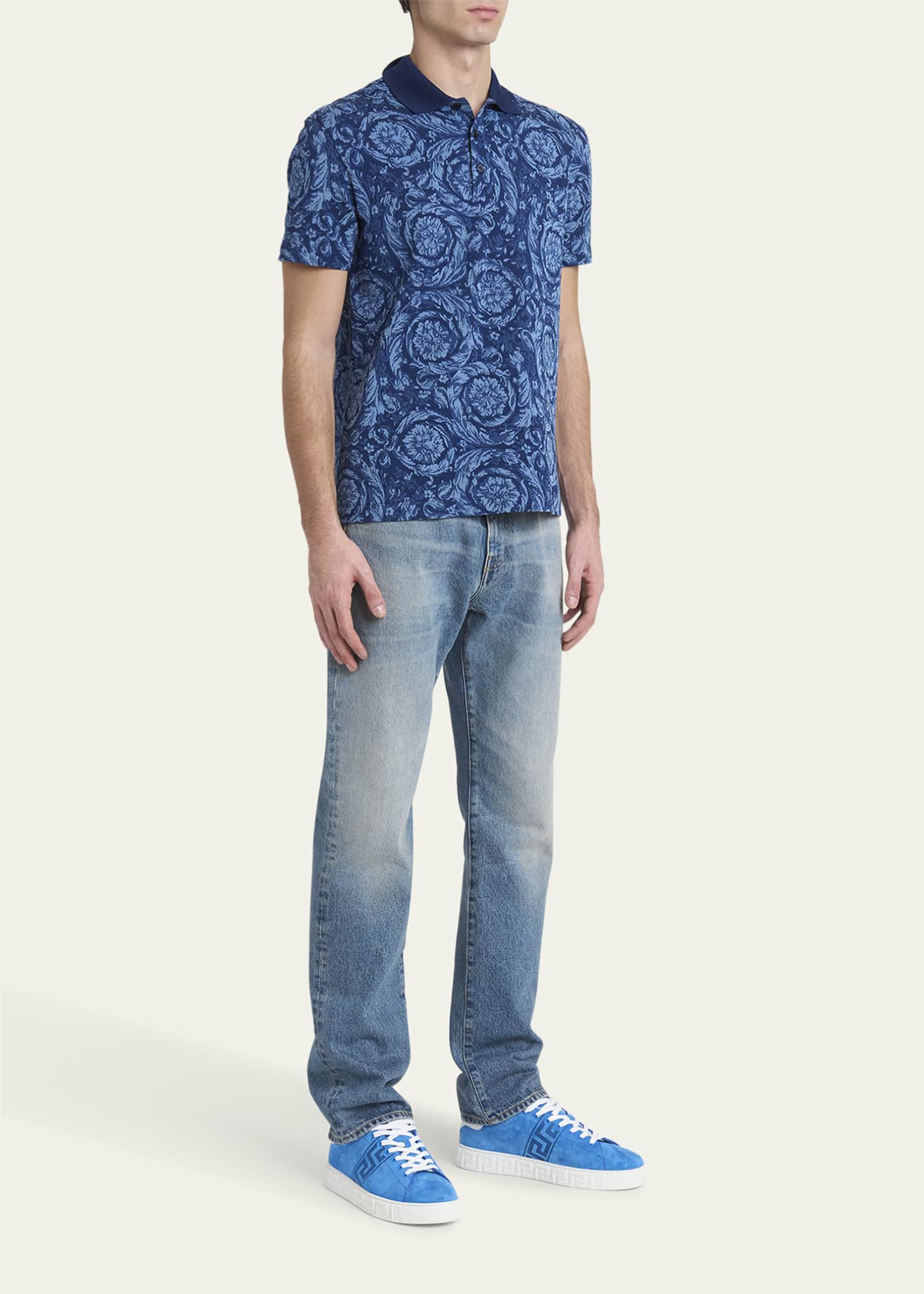 Versace Men's La Greca Greek Key Suede Low-Top Sneakers Image 3 of 6