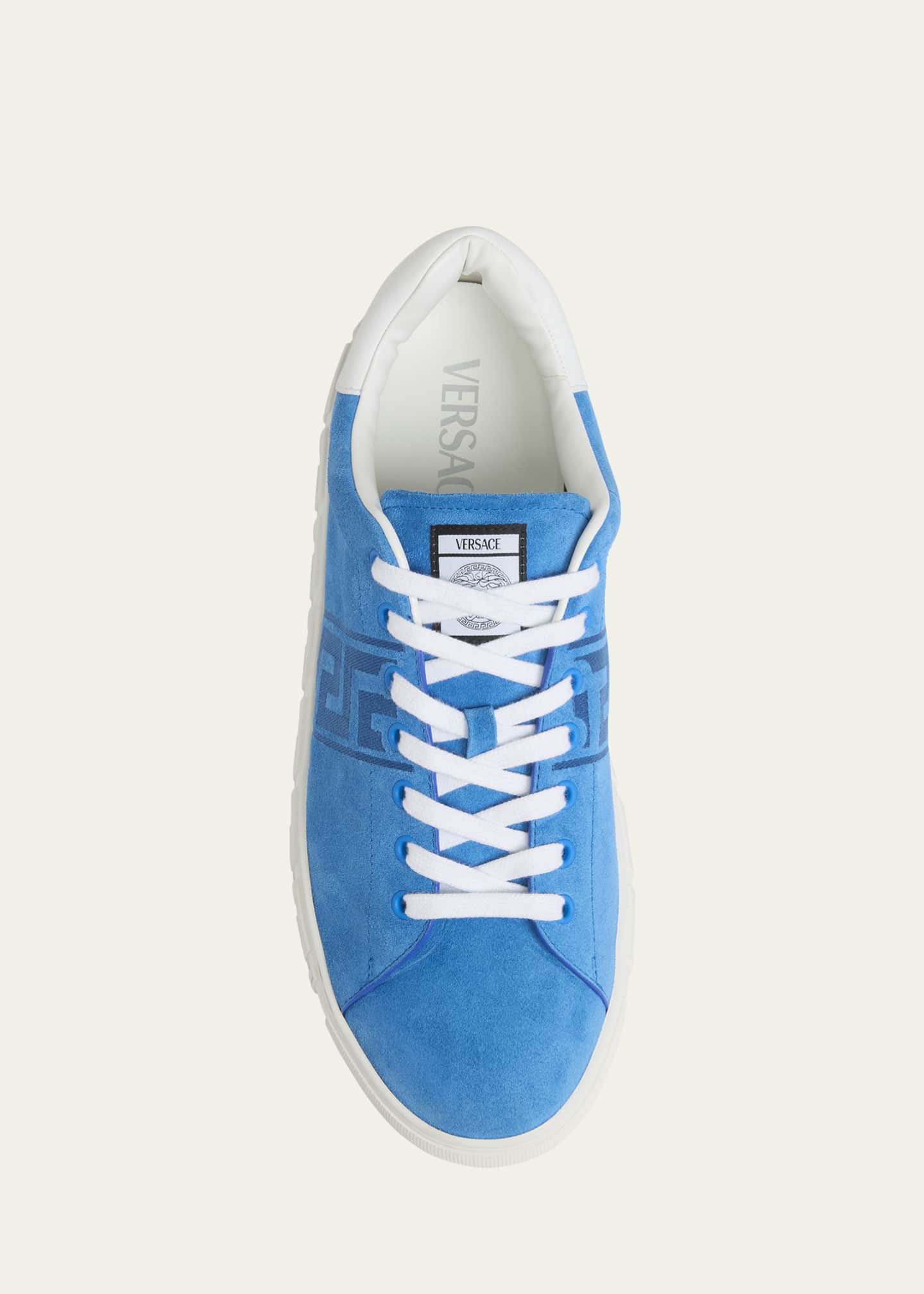 Versace Men's La Greca Greek Key Suede Low-Top Sneakers Image 6 of 6