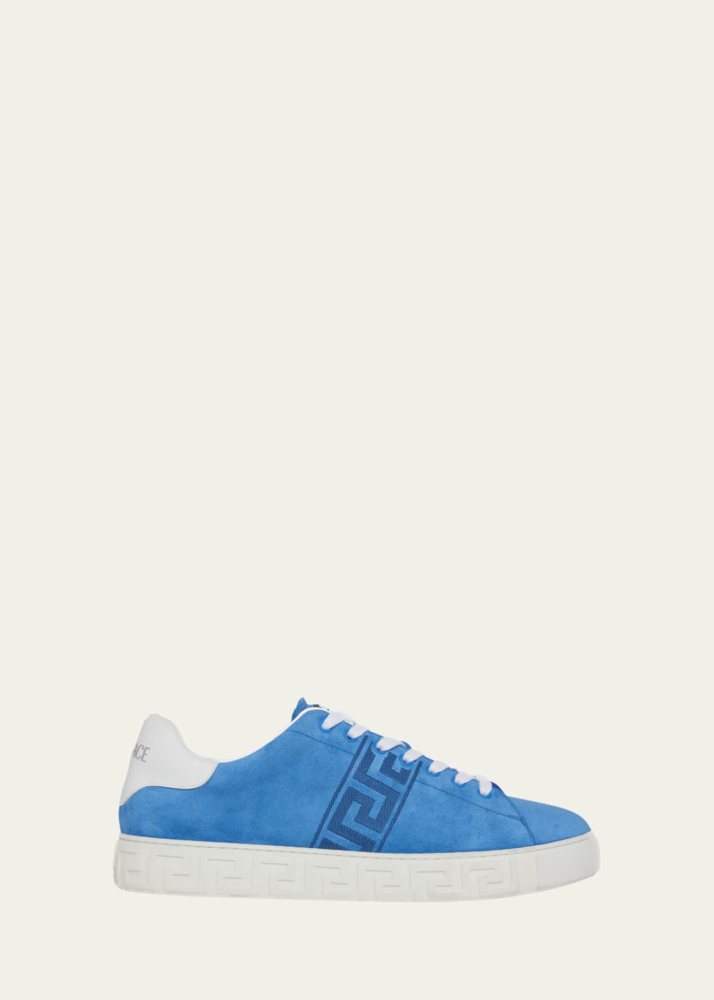 Versace Men's La Greca Greek Key Suede Low-Top Sneakers Image 1 of 6