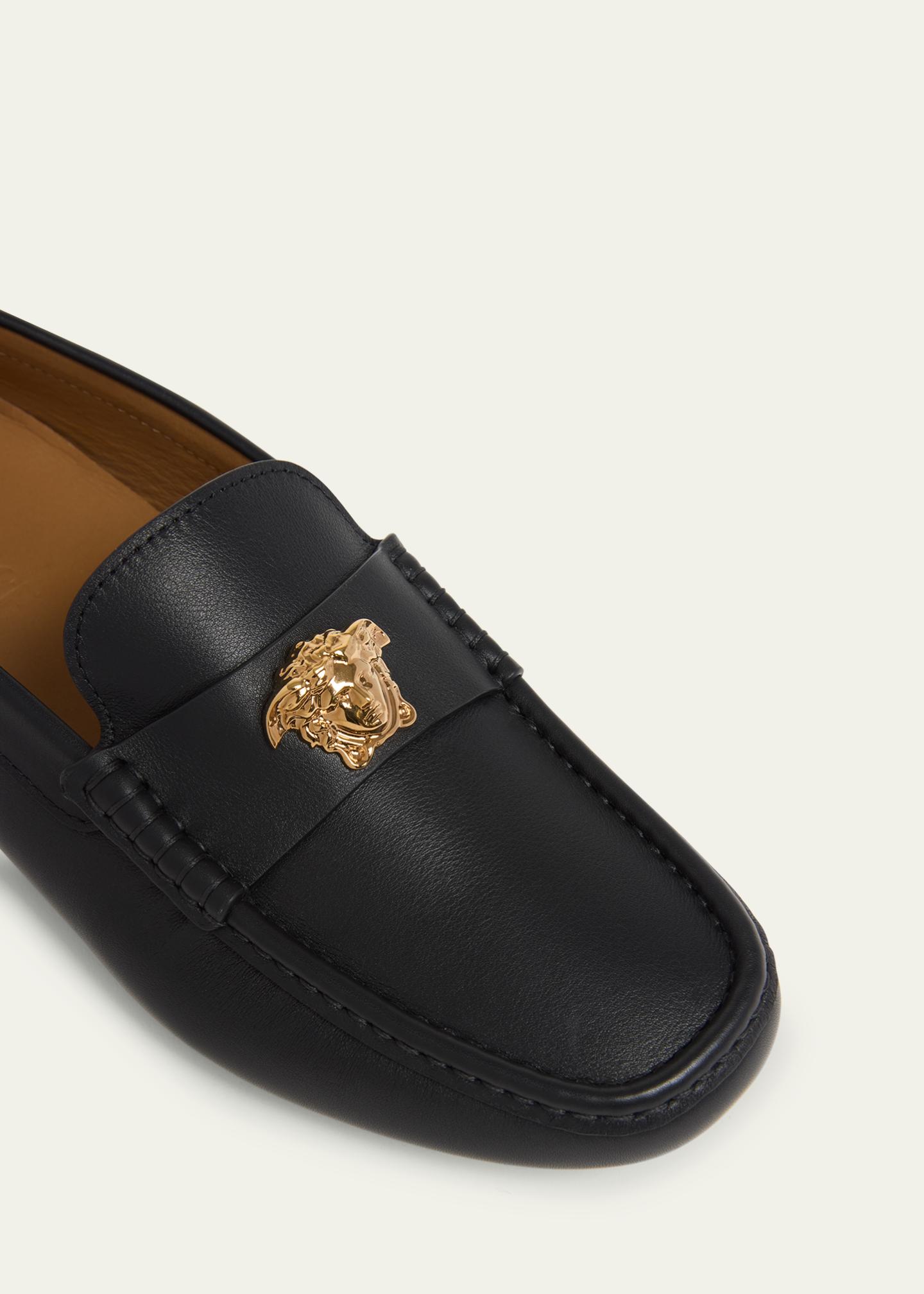Versace Men's Medusa-Ornament Leather Drivers - Bergdorf Goodman