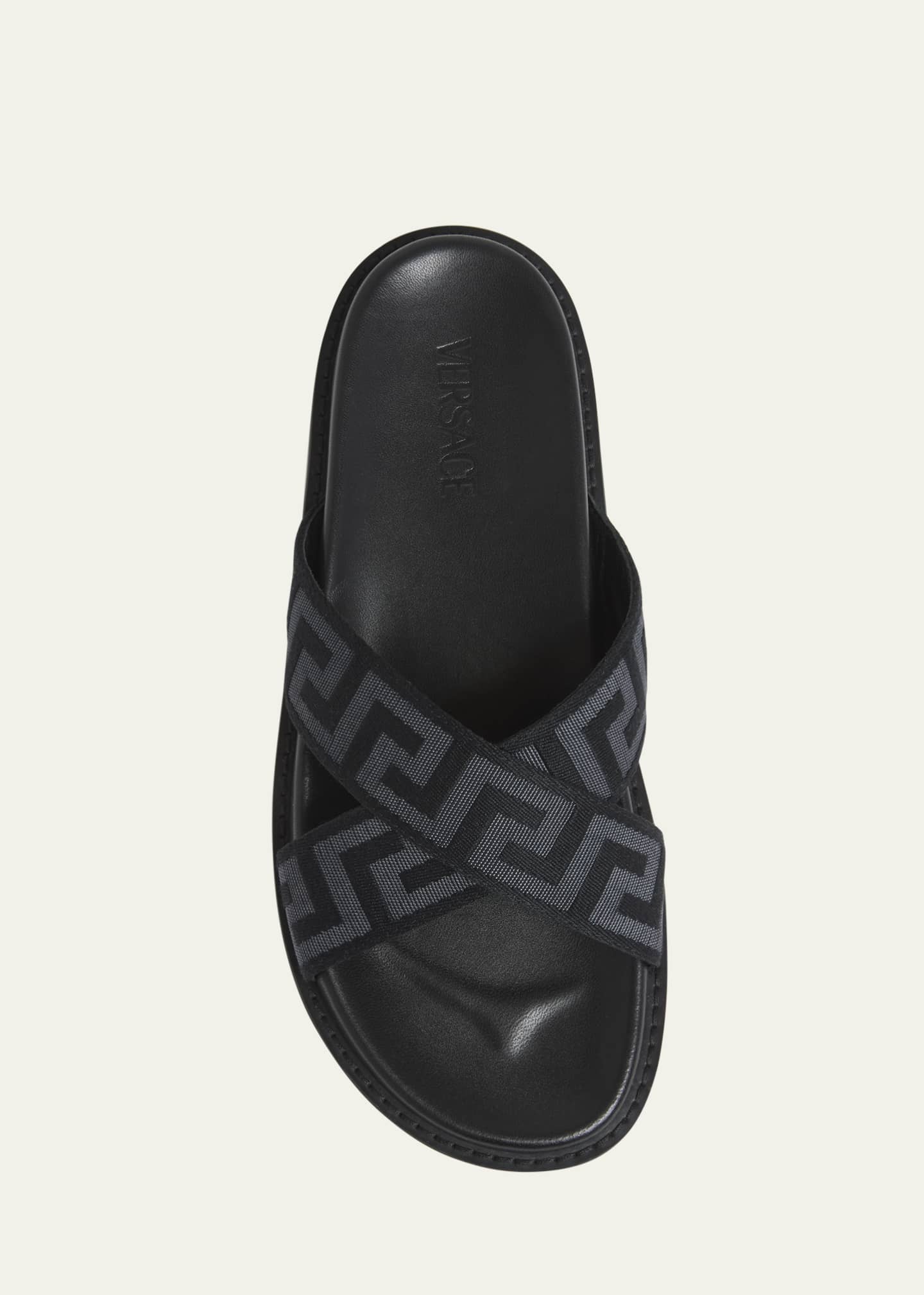 Versace Men's Greek Key Crisscross Slide Sandals Image 6 of 6