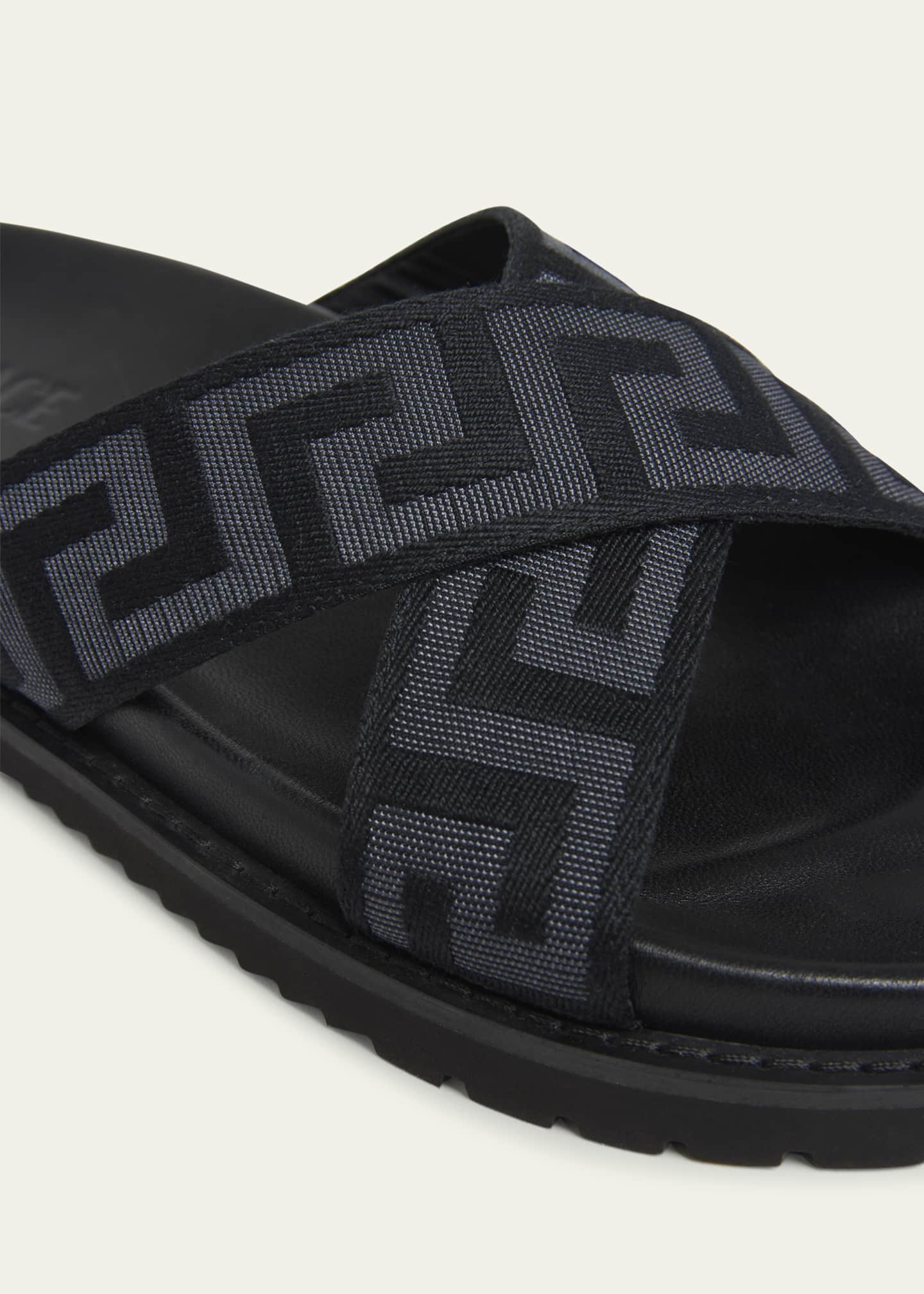 Versace Men's Greek Key Crisscross Slide Sandals Image 5 of 6