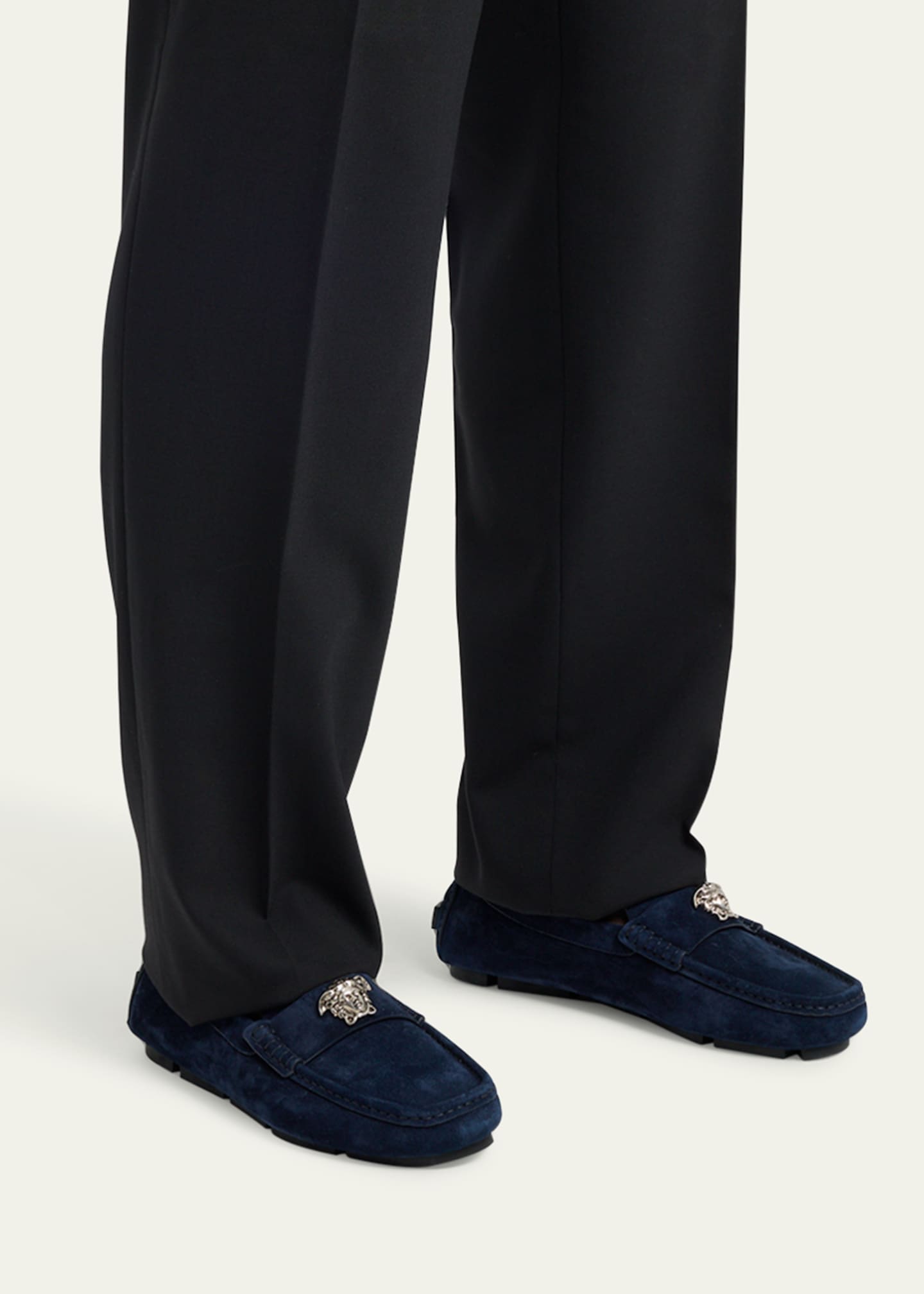 Versace Men's Medusa-Ornament Suede Drivers Image 2 of 6