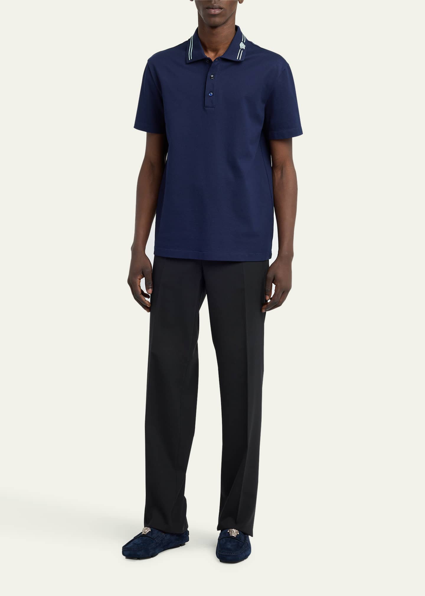 Versace Men's Medusa-Ornament Suede Drivers Image 3 of 6