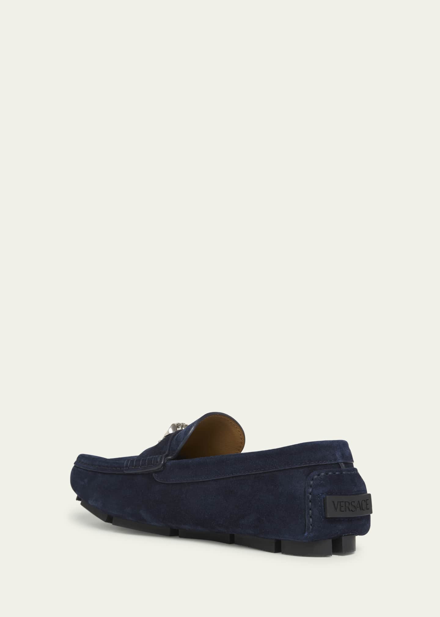 Versace Men's Medusa-Ornament Suede Drivers Image 4 of 6