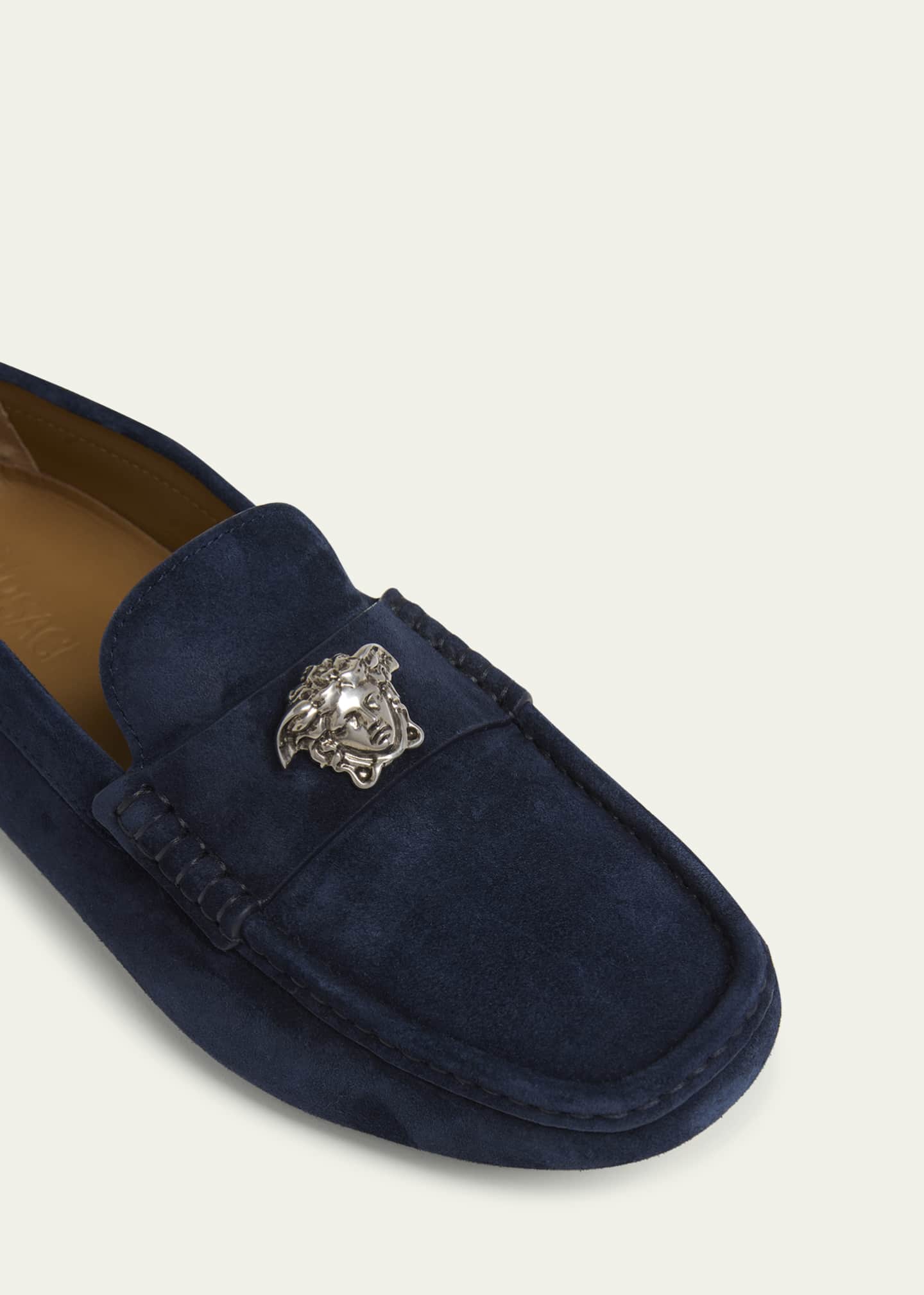 Versace Men's Medusa-Ornament Suede Drivers Image 5 of 6