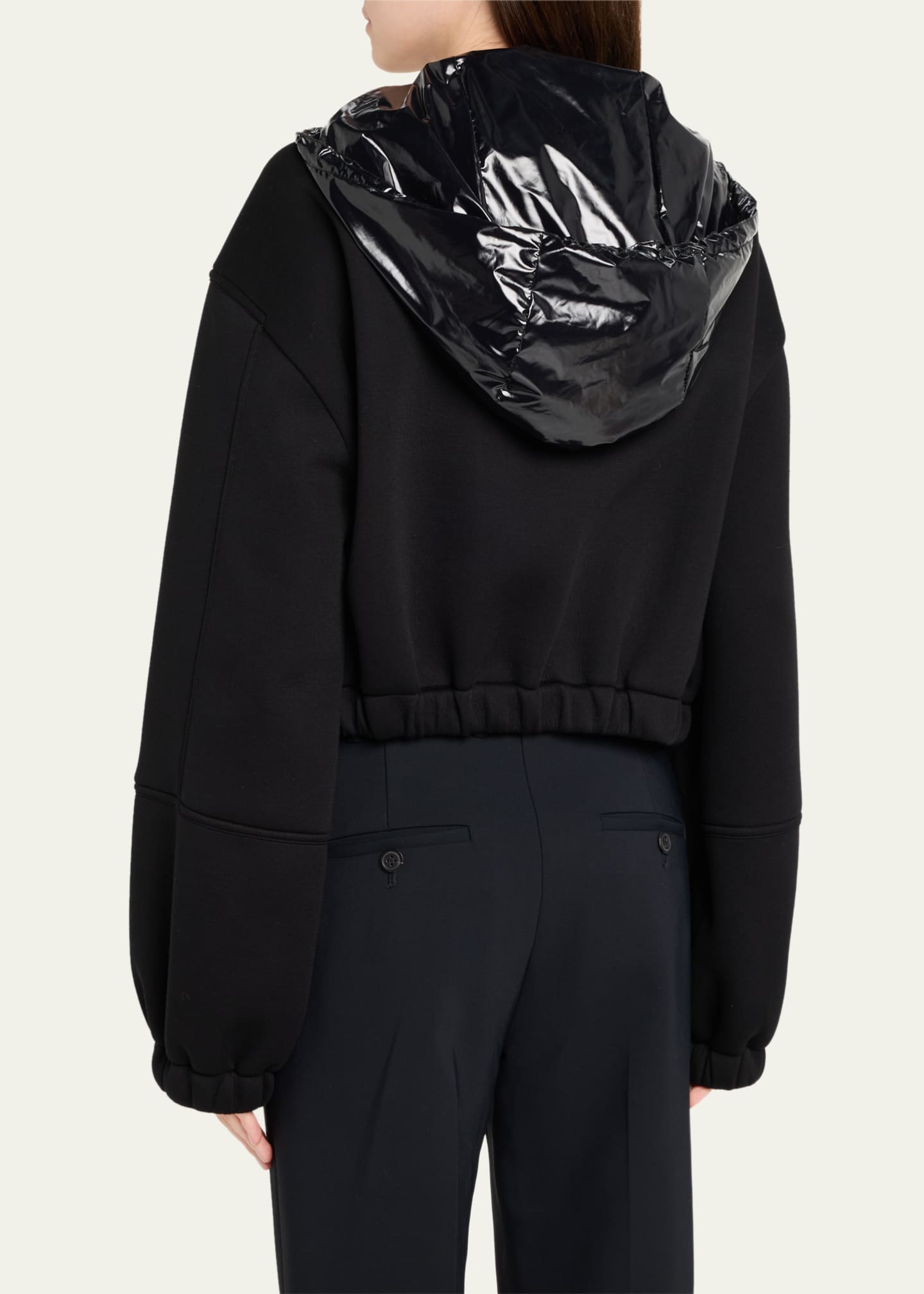 Zipped Drawstring Jacket with Detachable Hood