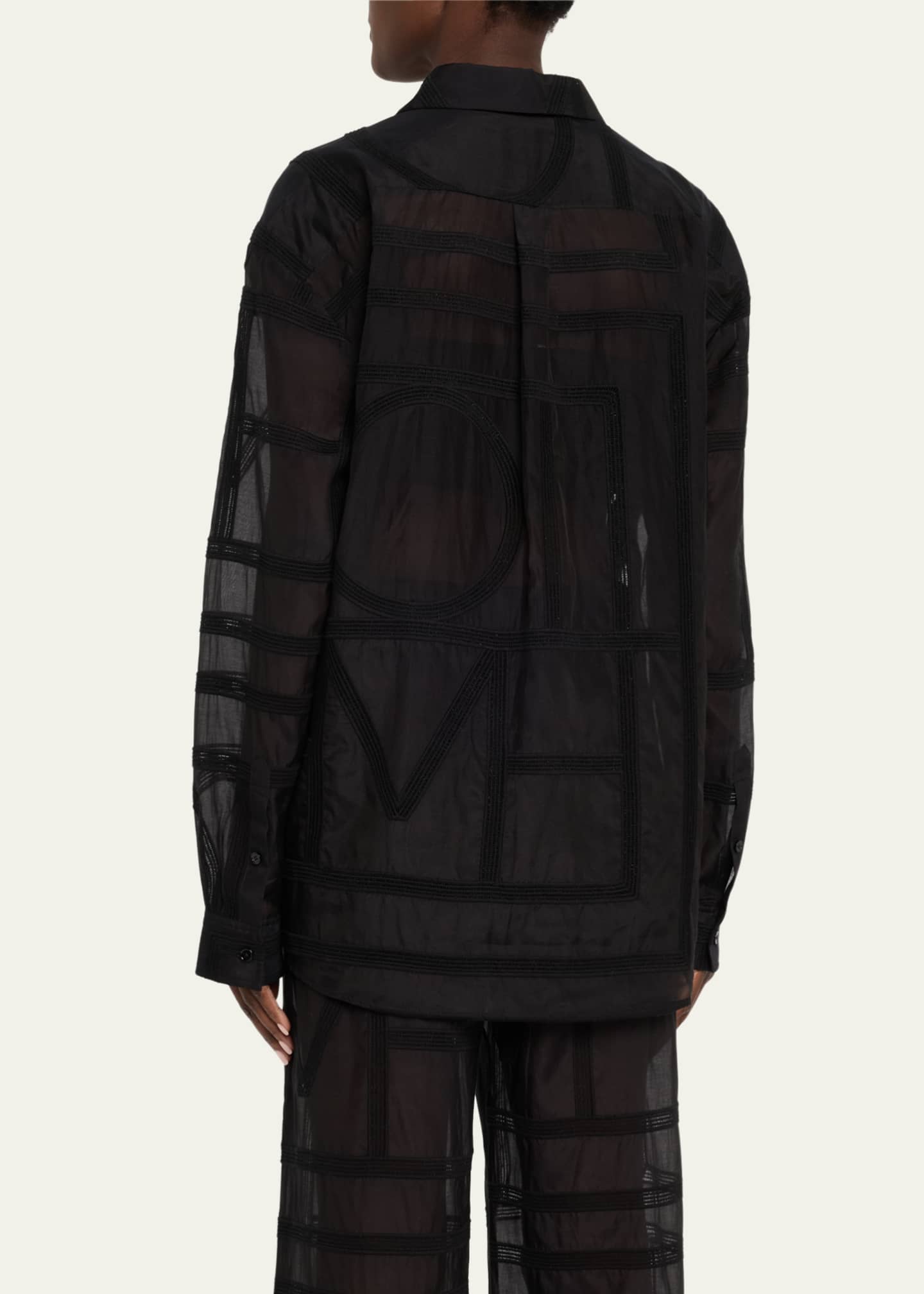 Toteme Monogram Crochet Embroidered Classic Shirt Image 3 of 5
