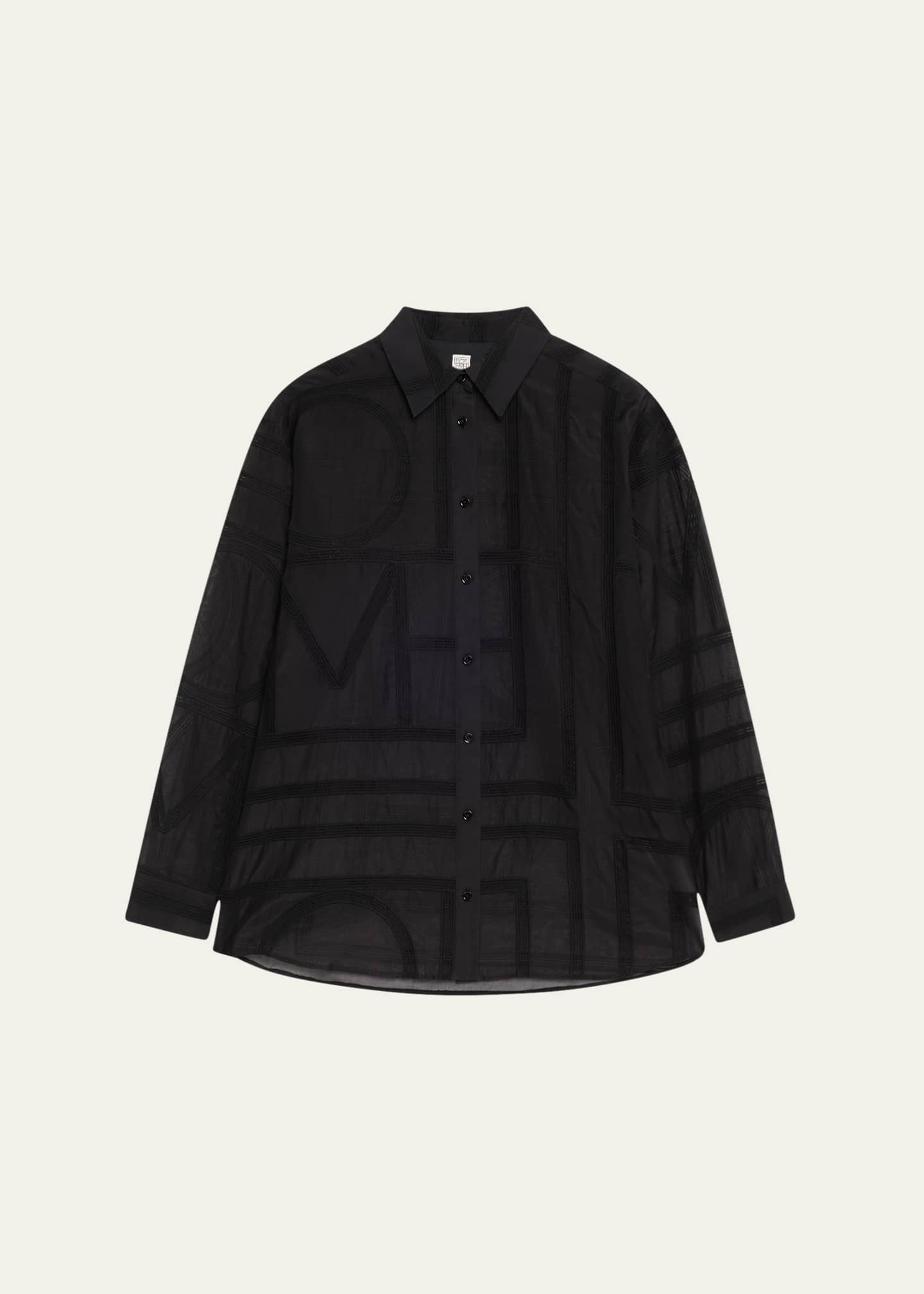 Toteme Monogram Crochet Embroidered Classic Shirt Image 1 of 5