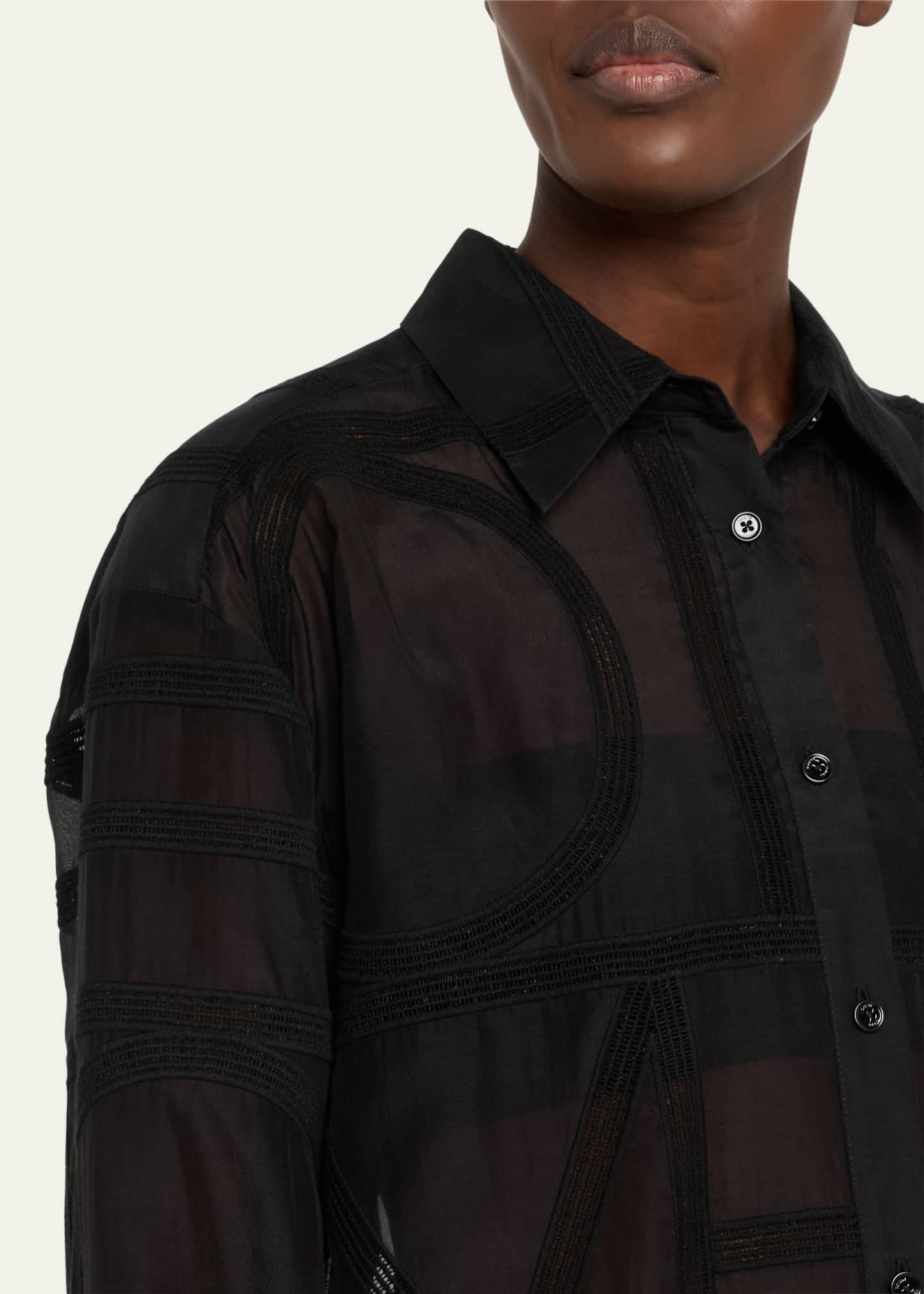 Toteme Monogram Crochet Embroidered Classic Shirt Image 5 of 5
