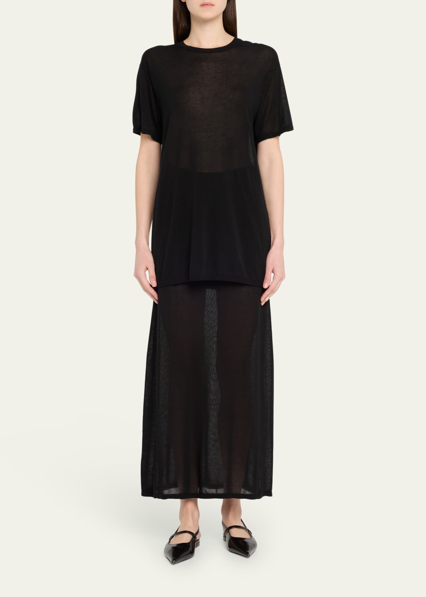 Toteme Sheer Knit Maxi Skirt Image 2 of 5