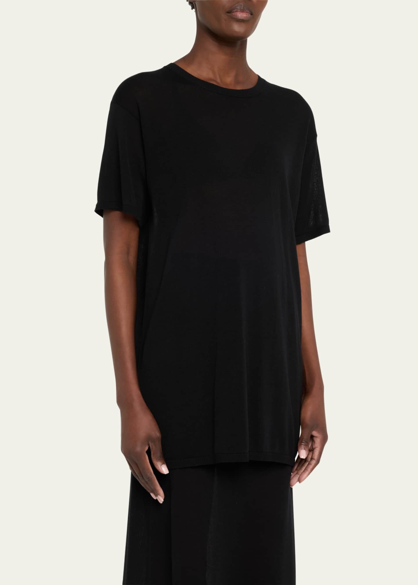 Toteme Cashmere-Blend Short-Sleeve Knit T-Shirt Image 4 of 5