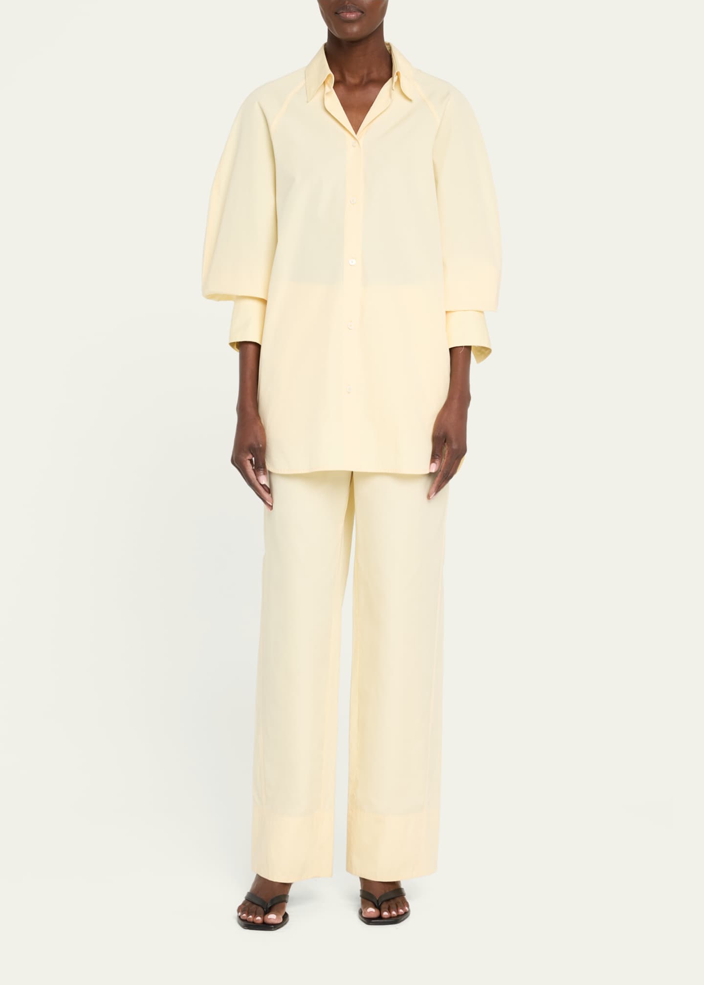 Toteme Raw-Edge Raglan-Sleeve Button-Down Shirt Image 2 of 5