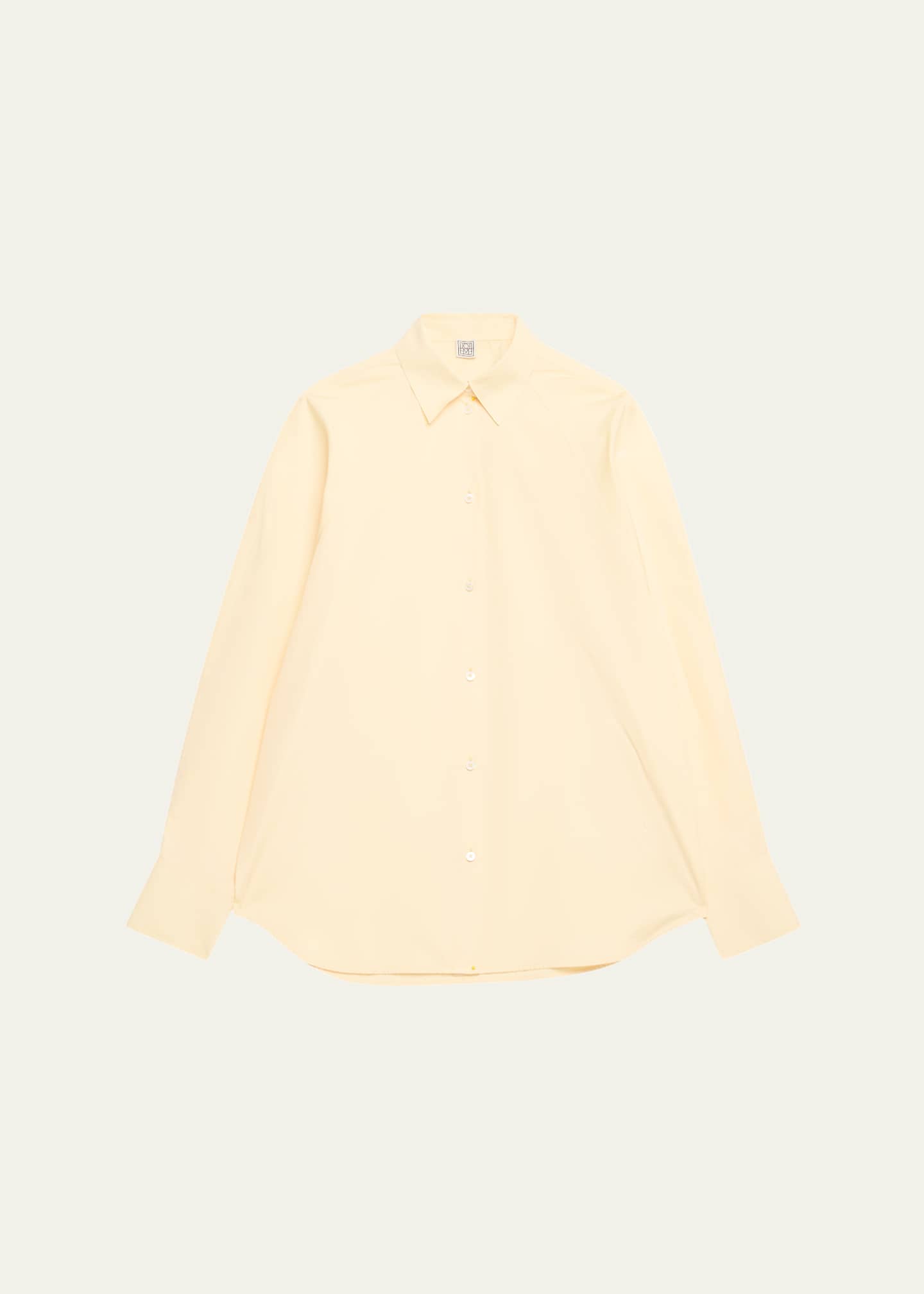 Toteme Raw-Edge Raglan-Sleeve Button-Down Shirt Image 1 of 5
