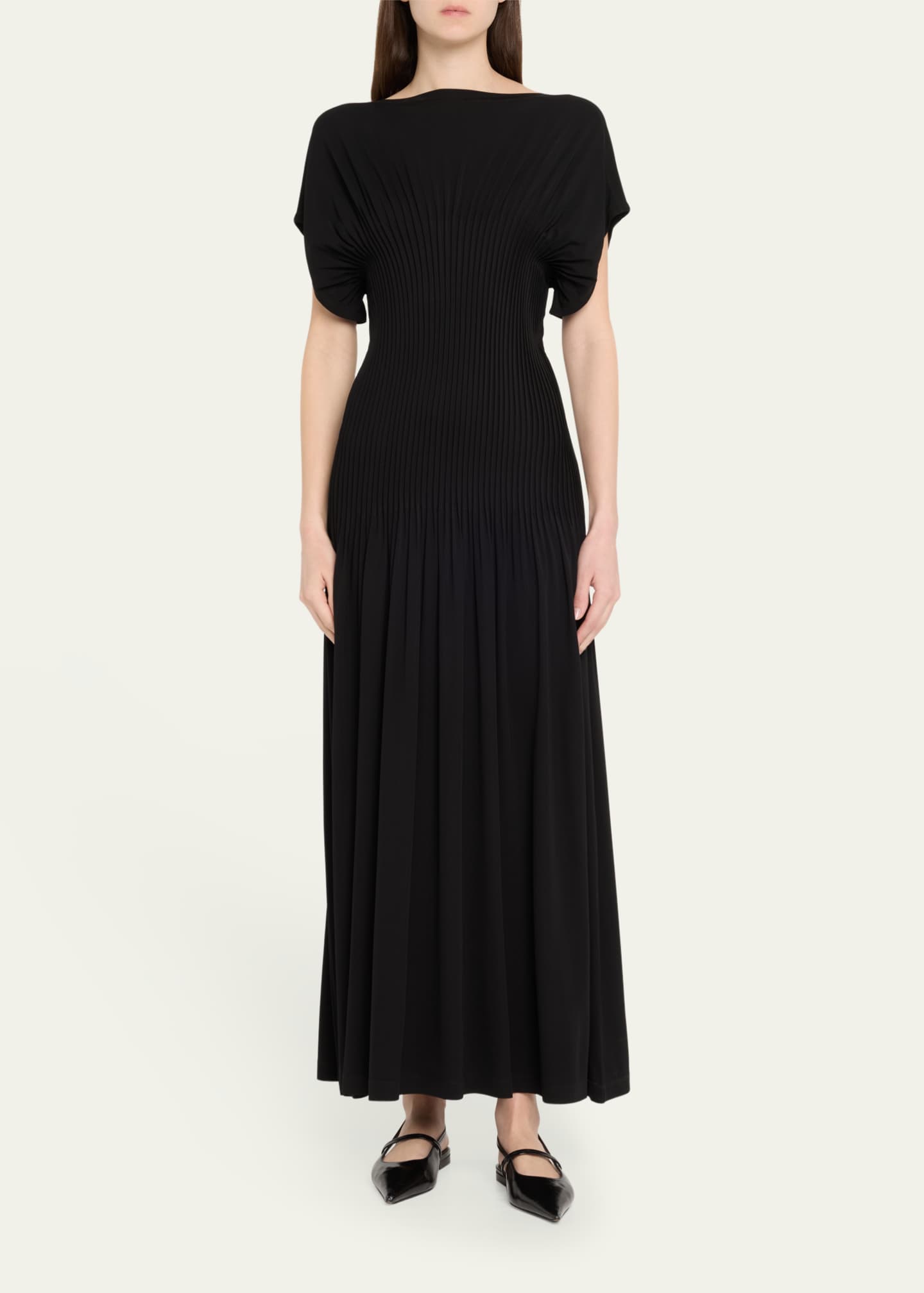 Toteme Knife-Pleated Jersey Empire Maxi Dress Image 2 of 5