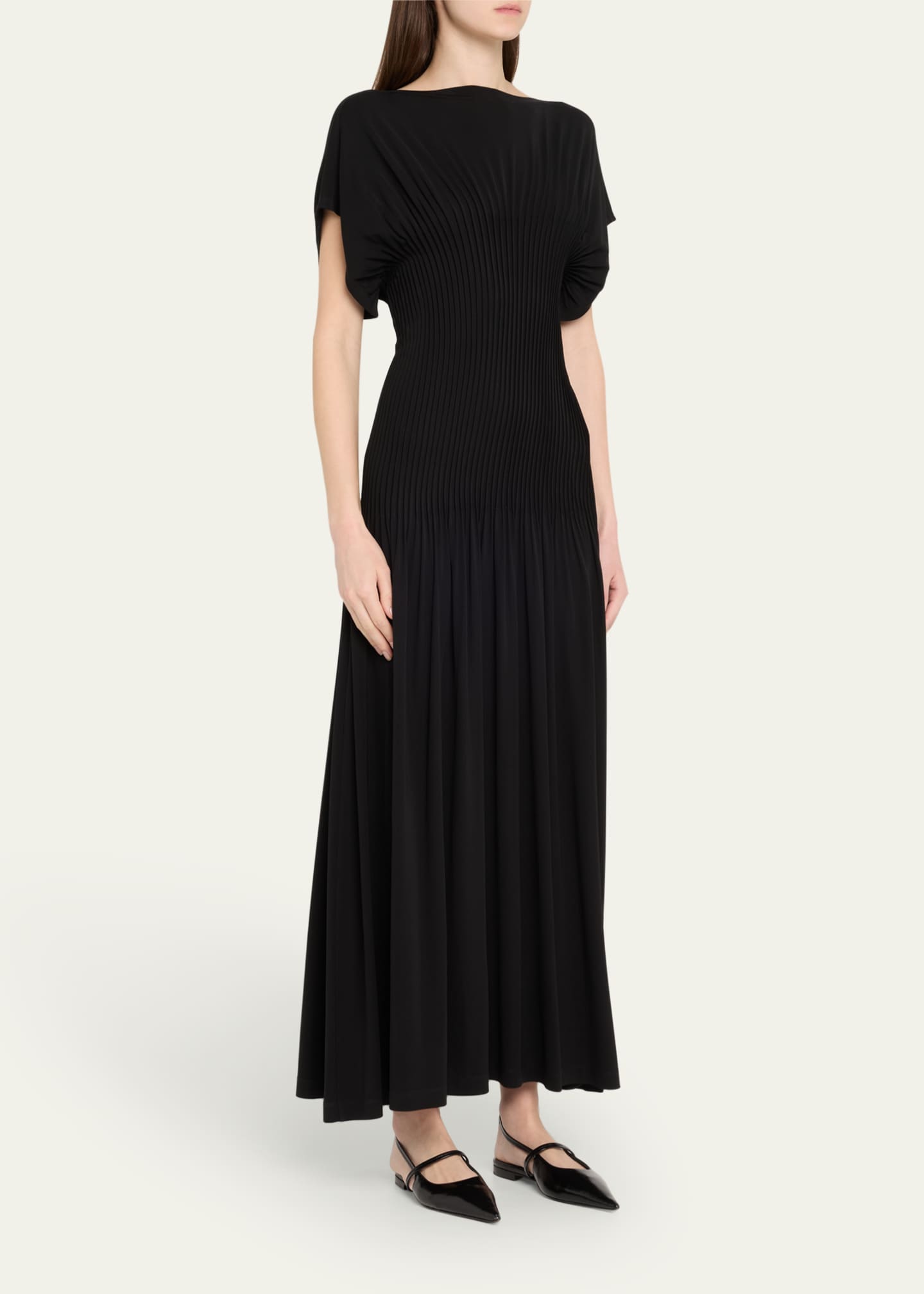 Toteme Knife-Pleated Jersey Empire Maxi Dress - Bergdorf Goodman