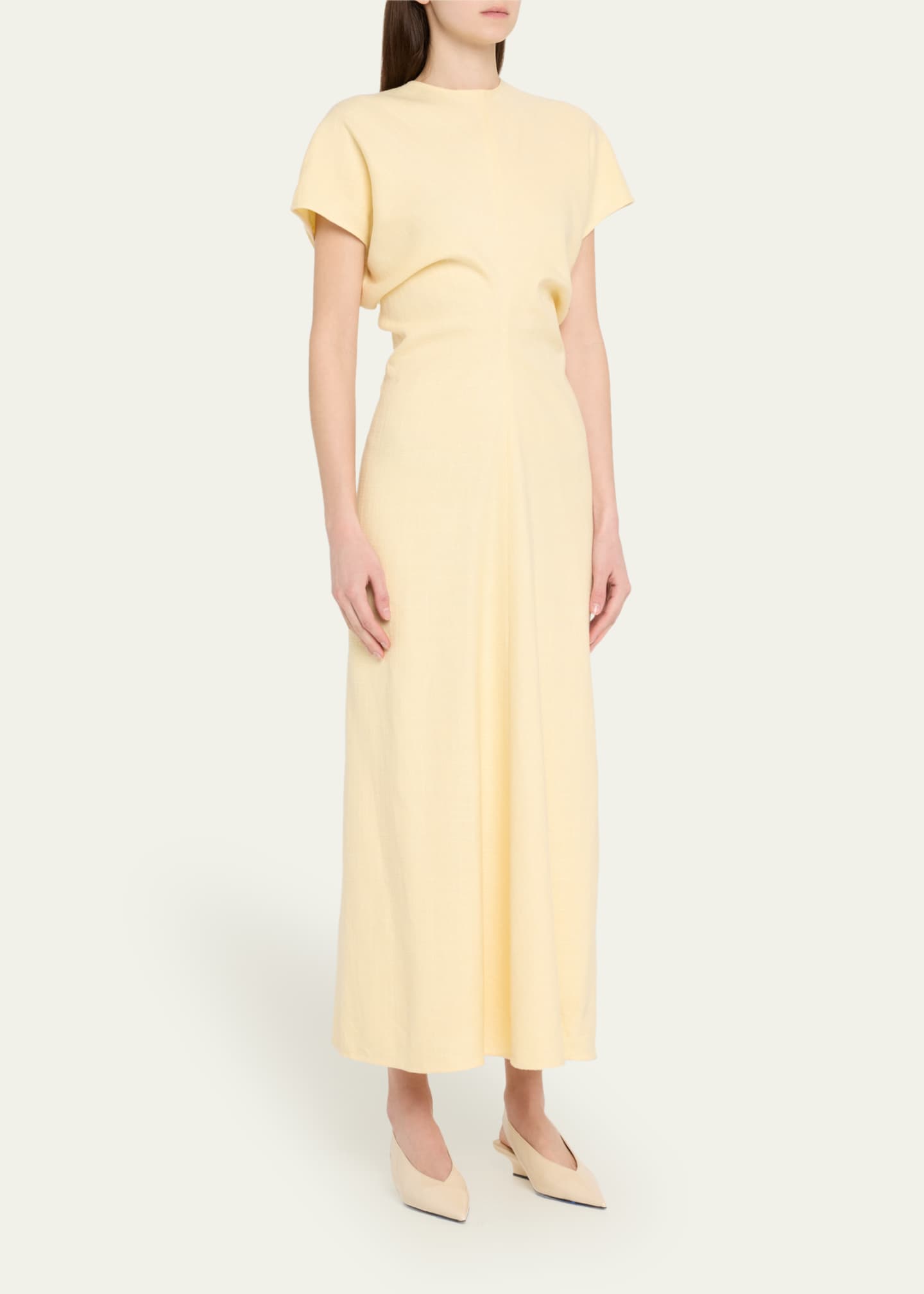 Toteme Slouch Waist Short-Sleeve Ankle Dress Image 4 of 5
