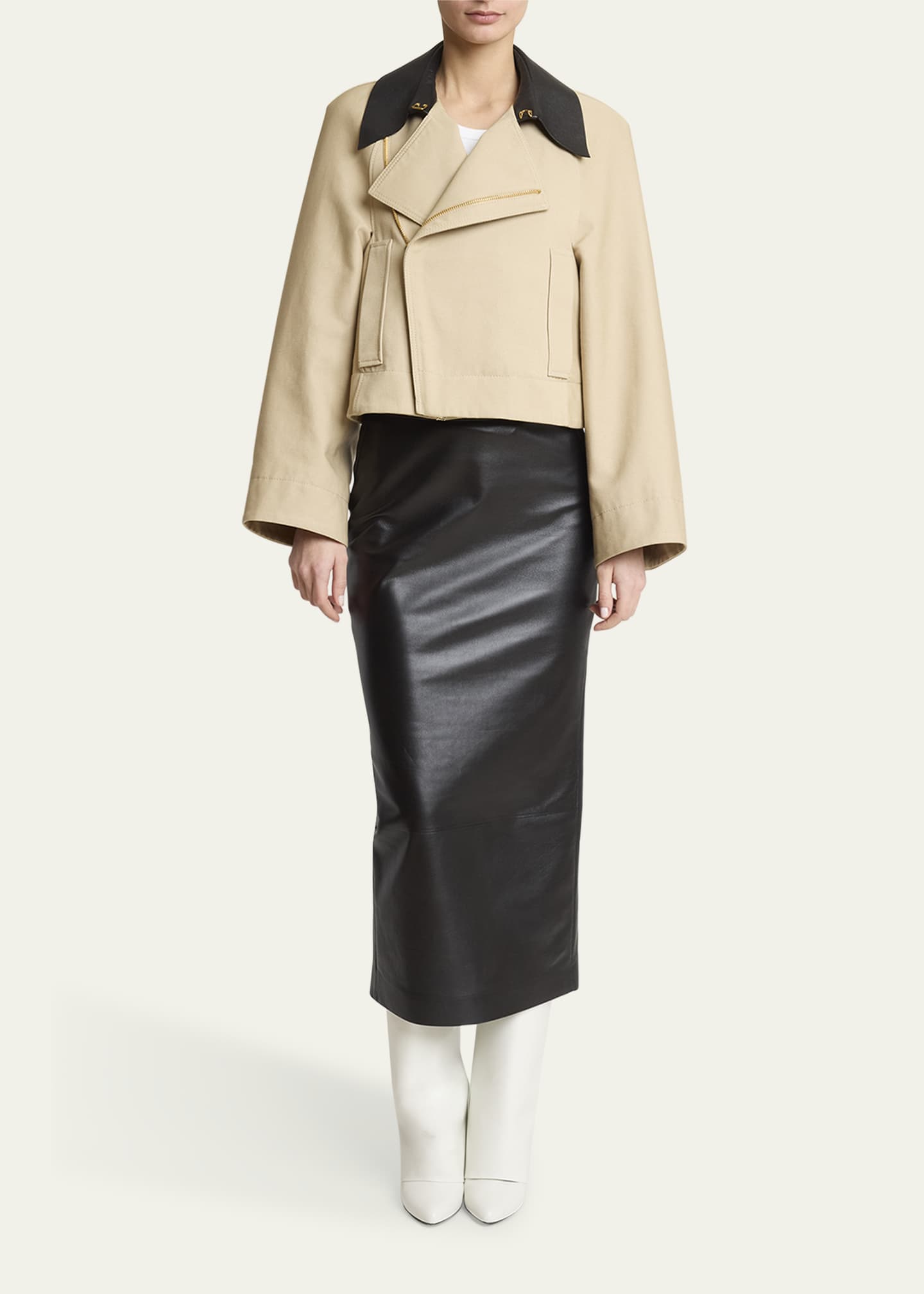 Givenchy Leather Collar Zip Cocoon Jacket - Bergdorf Goodman