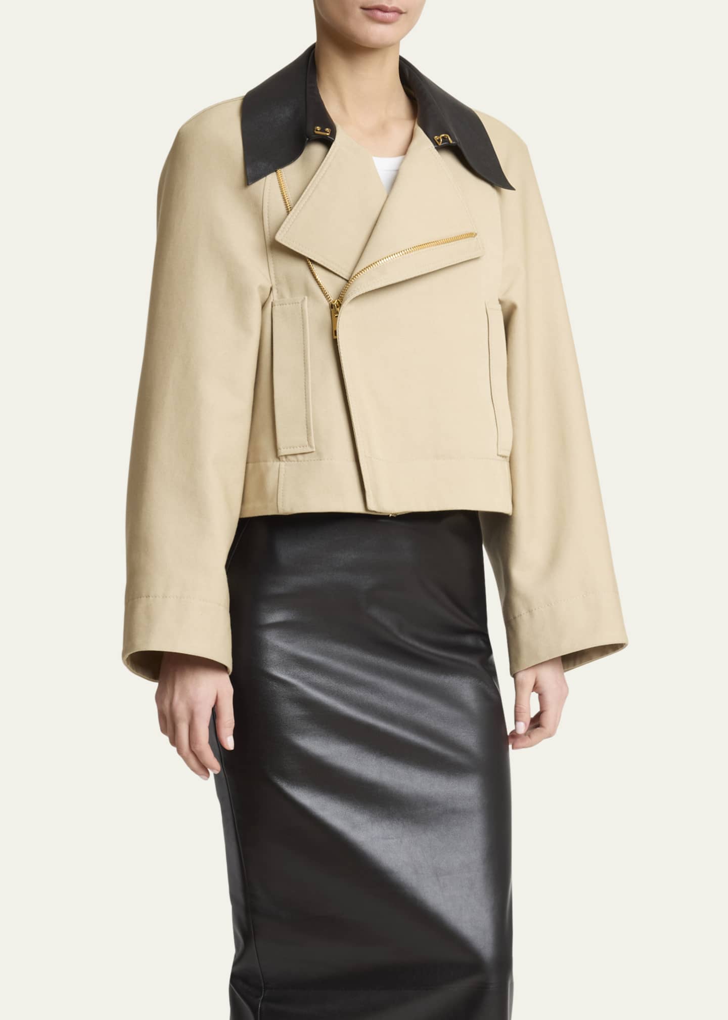 Givenchy Leather Collar Zip Cocoon Jacket - Bergdorf Goodman