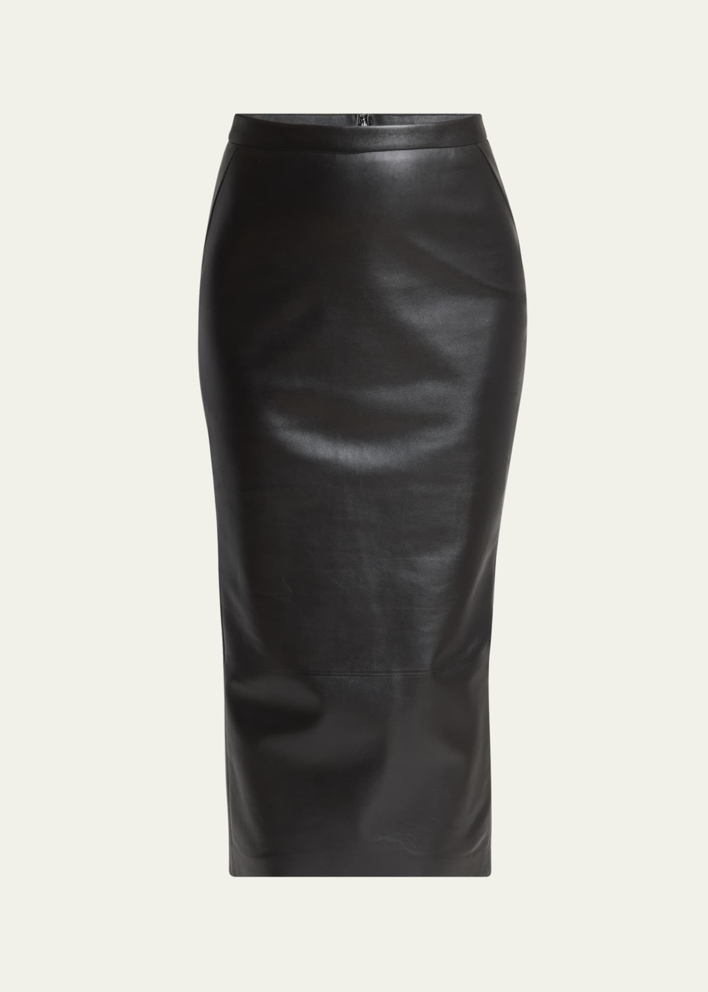 Givenchy Leather Godet-Back Midi Pencil Skirt Image 1 of 5