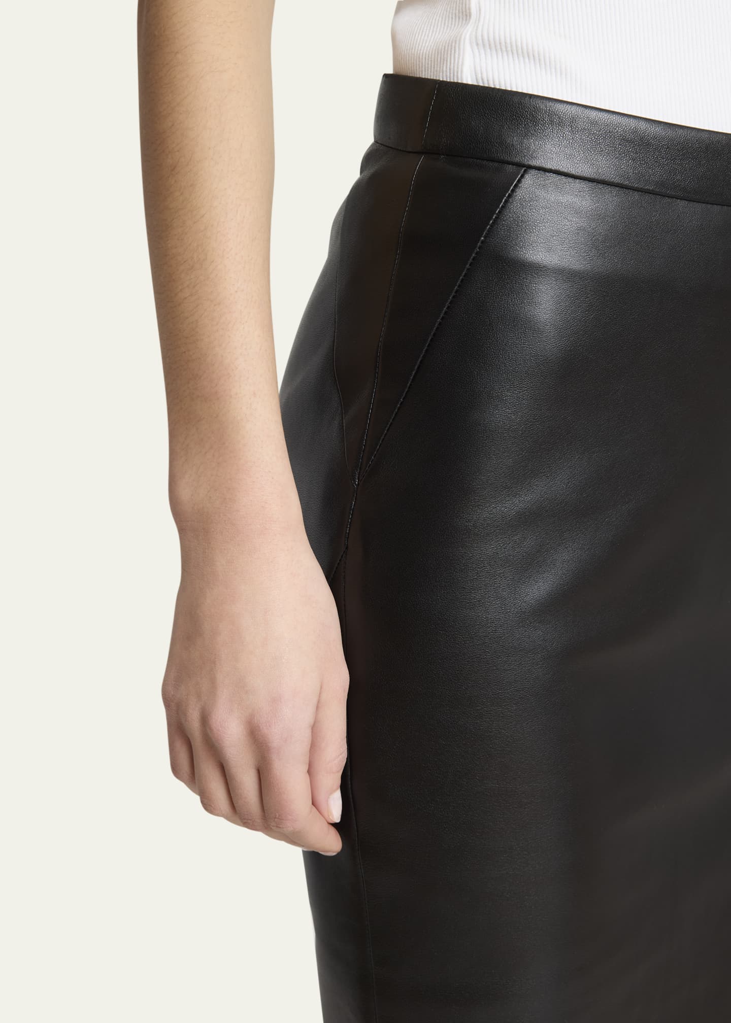 Givenchy Leather Godet-Back Midi Pencil Skirt Image 5 of 5