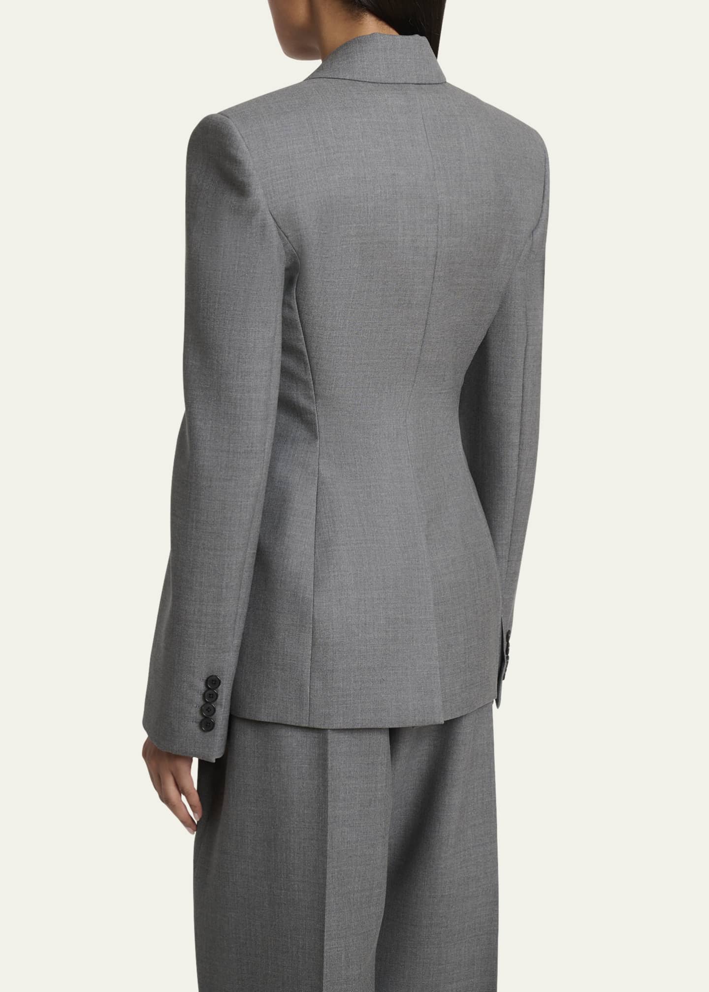 Double Breasted Slim Fit Wool Blazer