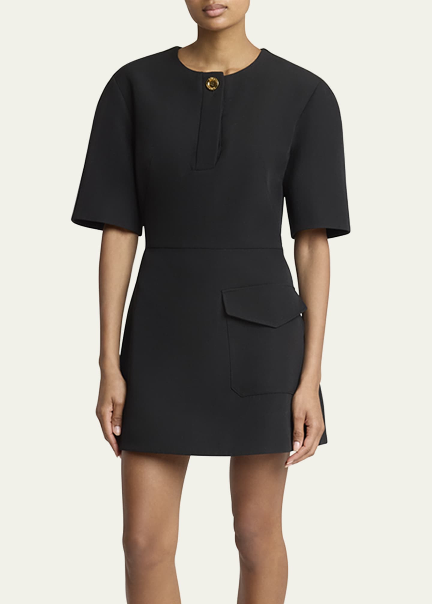 Givenchy Short-Sleeve Patch-Pocket Mini Cocoon Dress - Bergdorf Goodman