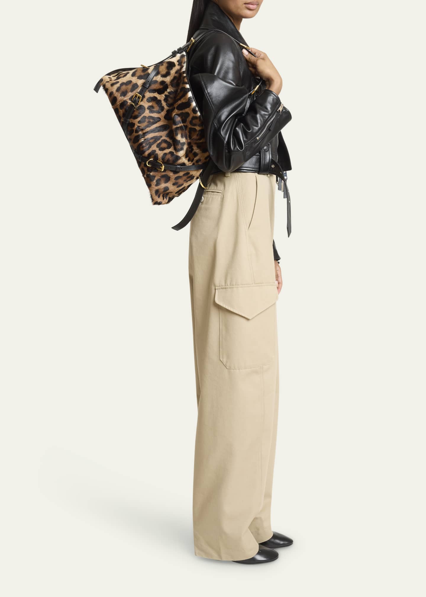 Givenchy Voyou Medium Leopard-Print Goat Hair Shoulder Bag