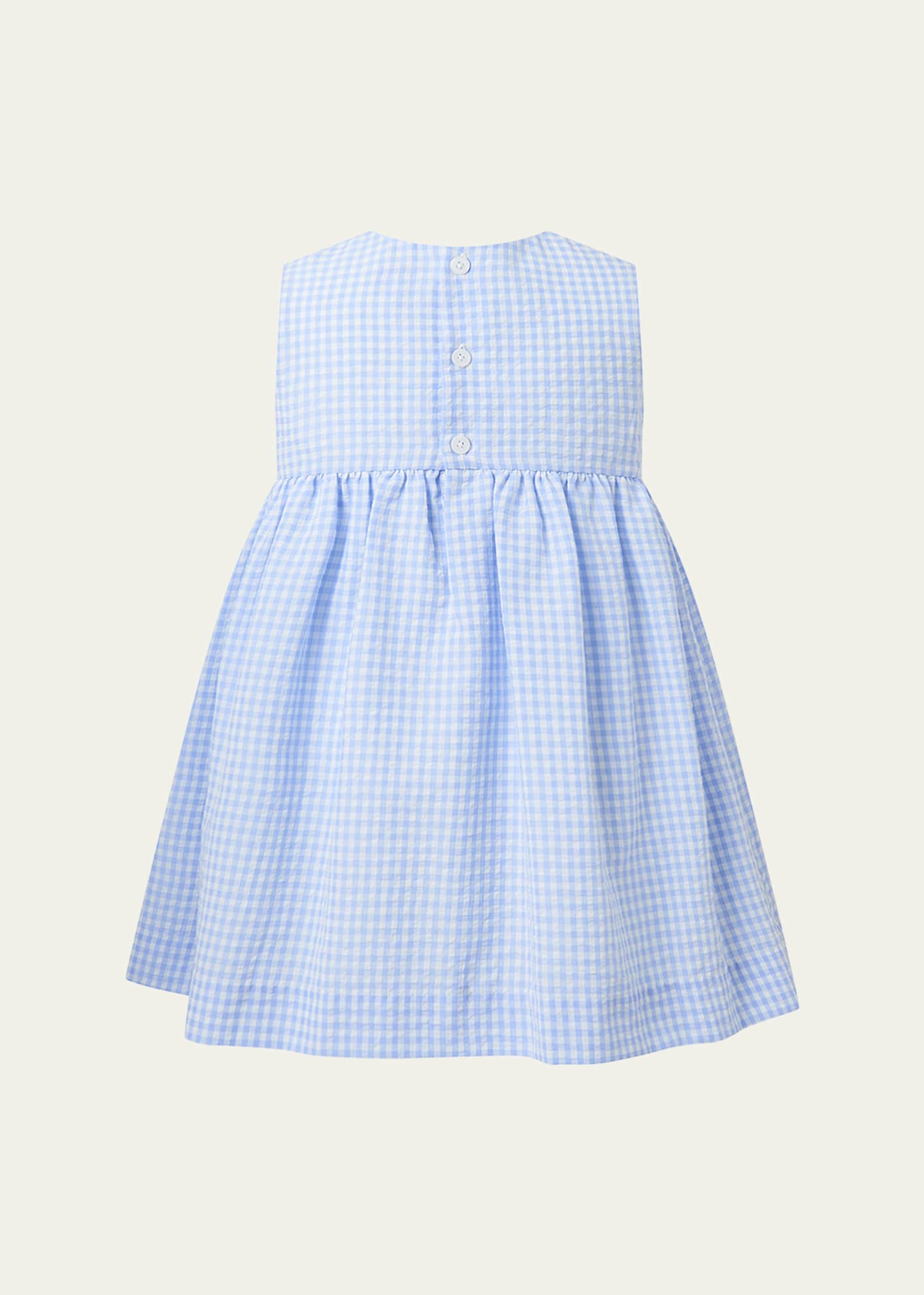 Rachel Riley Girl's Gingham-Print Bow Dress W/ Bloomers, Size 6M-24M Image 2 of 2