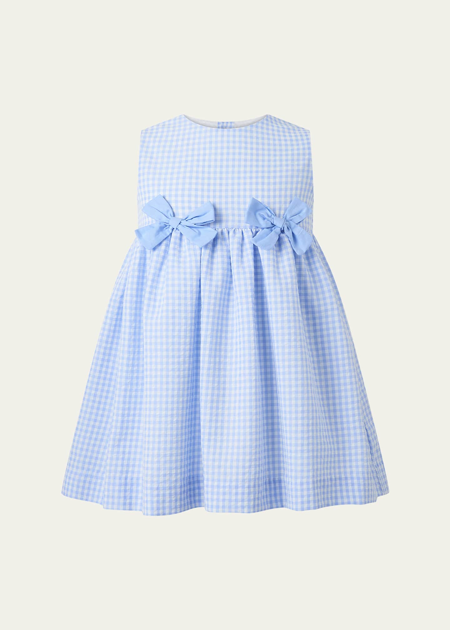 Rachel Riley Girl's Gingham-Print Bow Dress W/ Bloomers, Size 6M-24M Image 1 of 2
