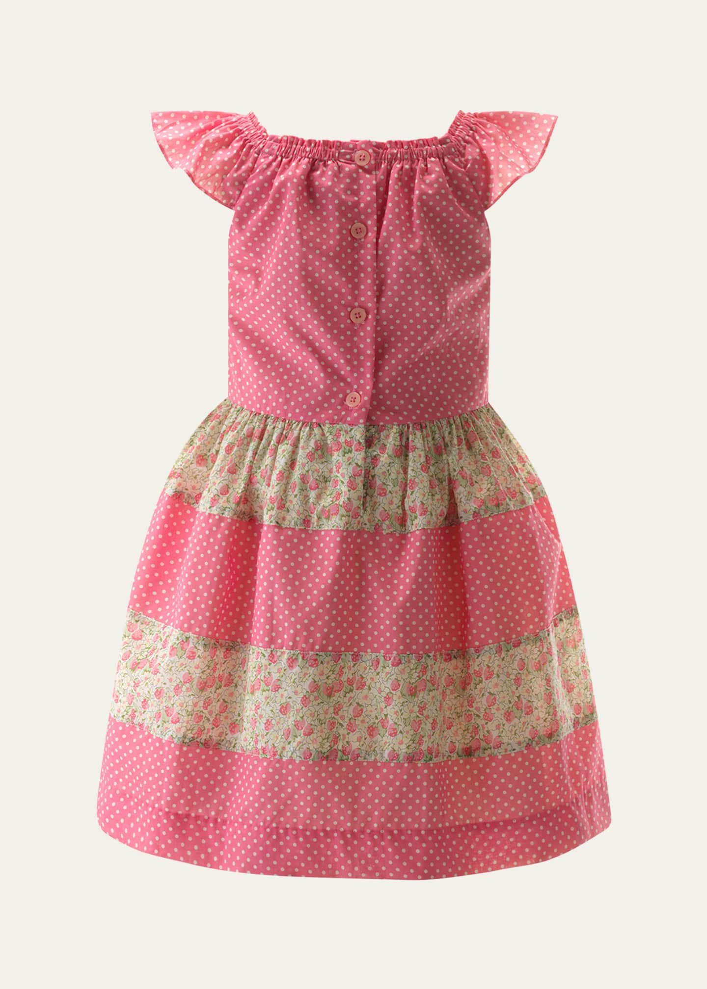 Rachel Riley Girl's Strawberry & Polka Dot Tiered Dress, Size 2-10 Image 2 of 2