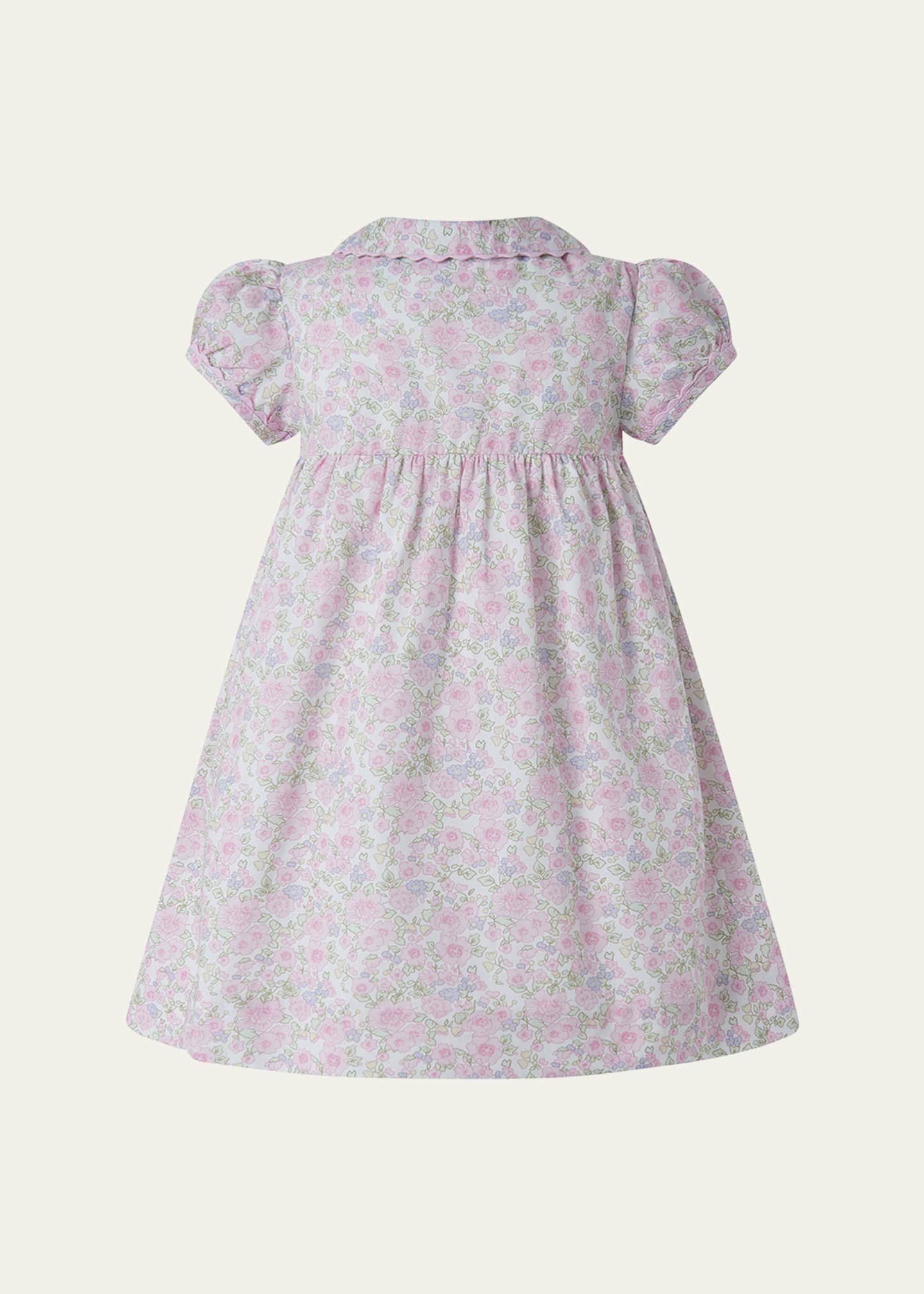 Rachel Riley Girl's Ditsy Smocked Button-Front Dress and Bloomers Set, Size 6M-24M Image 2 of 3