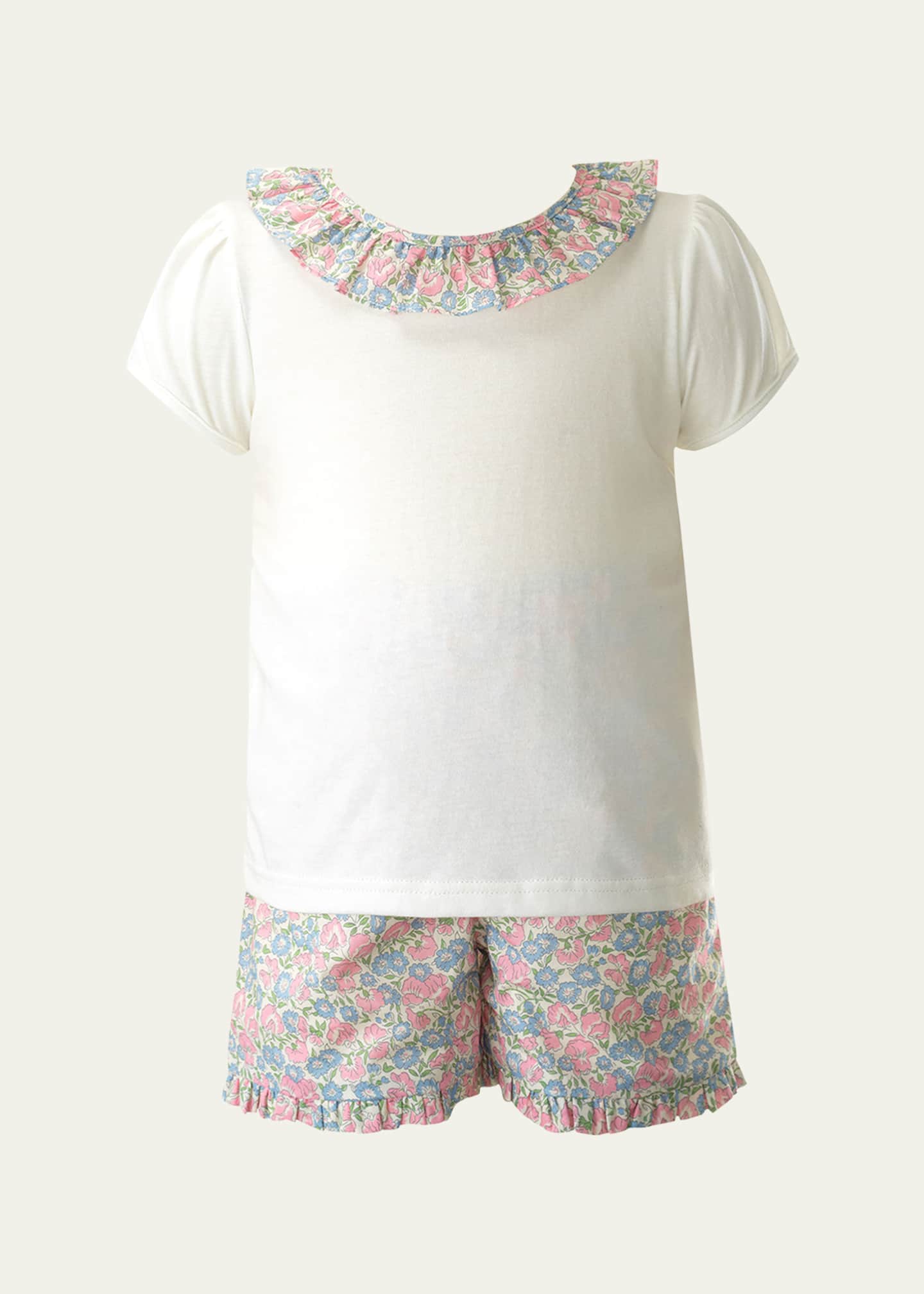 Rachel Riley Girl's Pastel Floral Top and Shorts Set, Size 2-10 Image 1 of 5