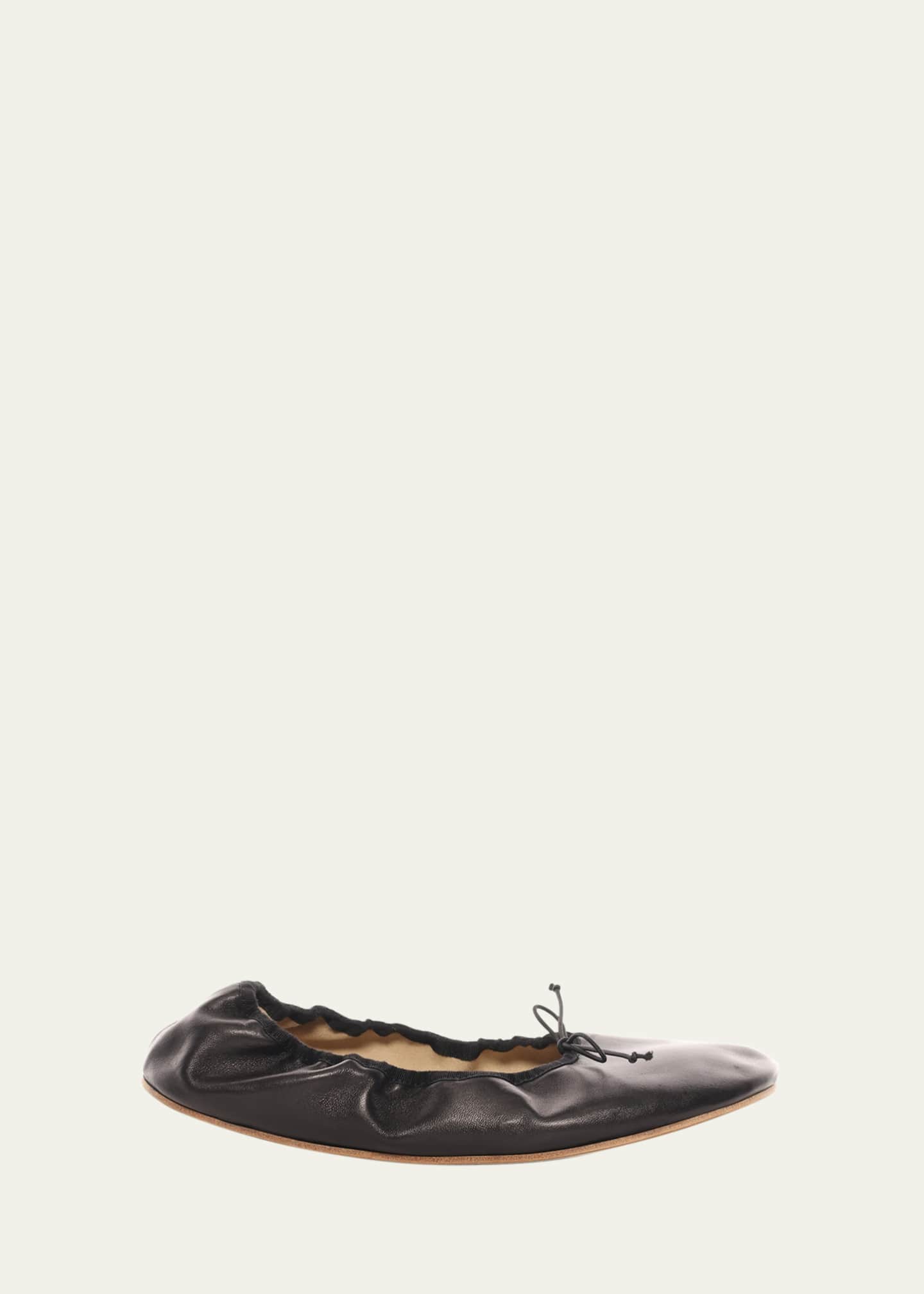 THE ROW Leather Bow Ballerina Flats